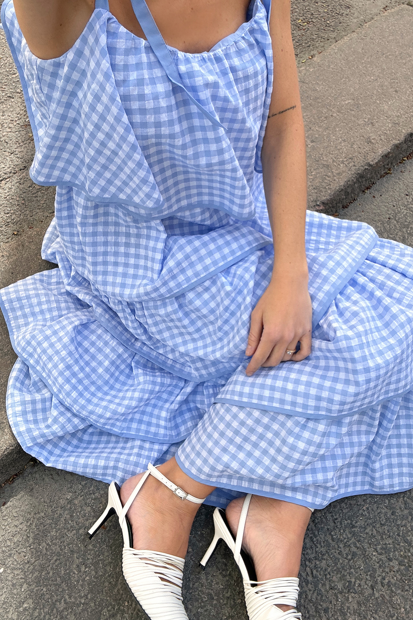 nakd fashion plaid dress Checked High Slit Maxi Dress Brown
