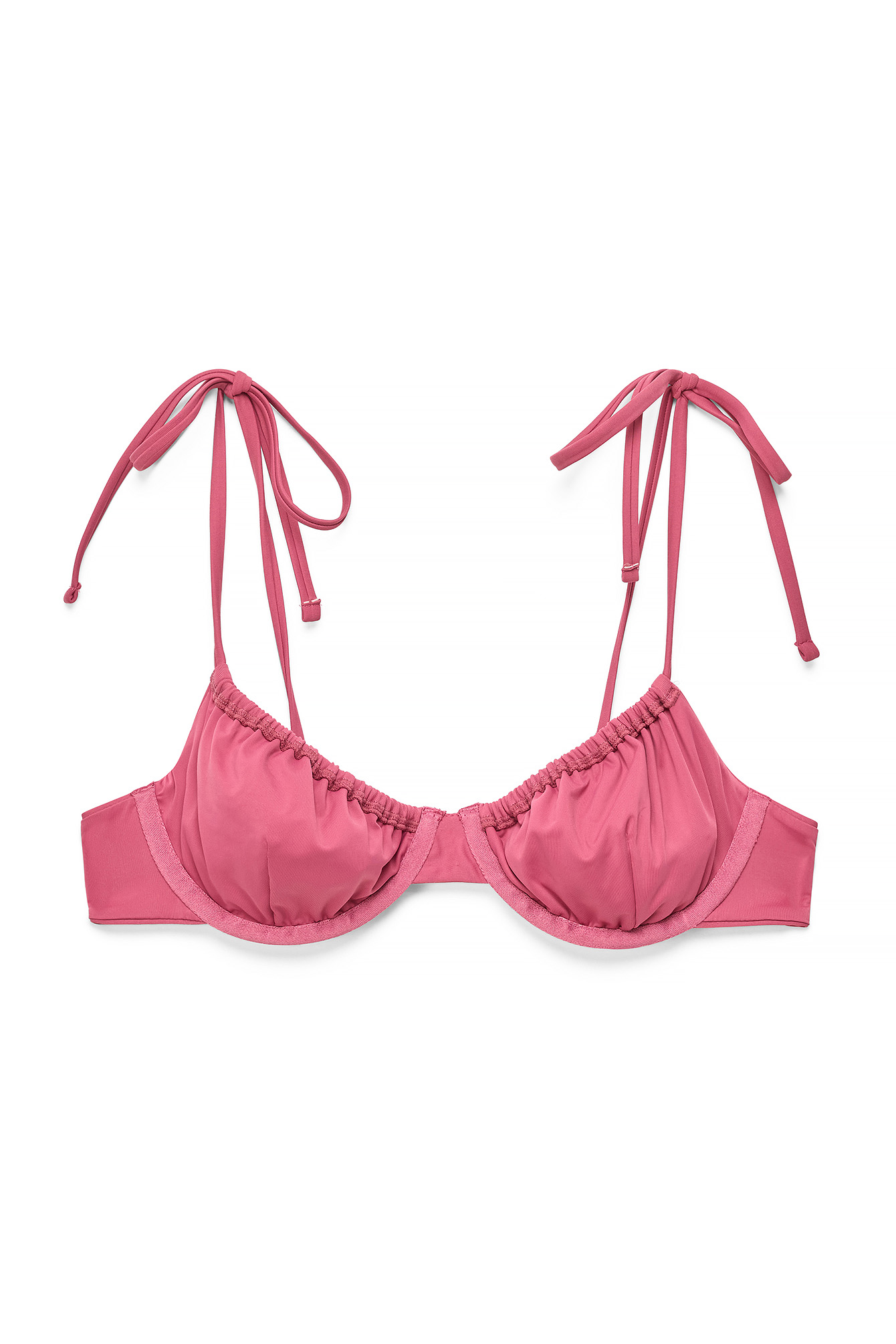 Lilac Tie Shoulder Gathered Bikini Bra