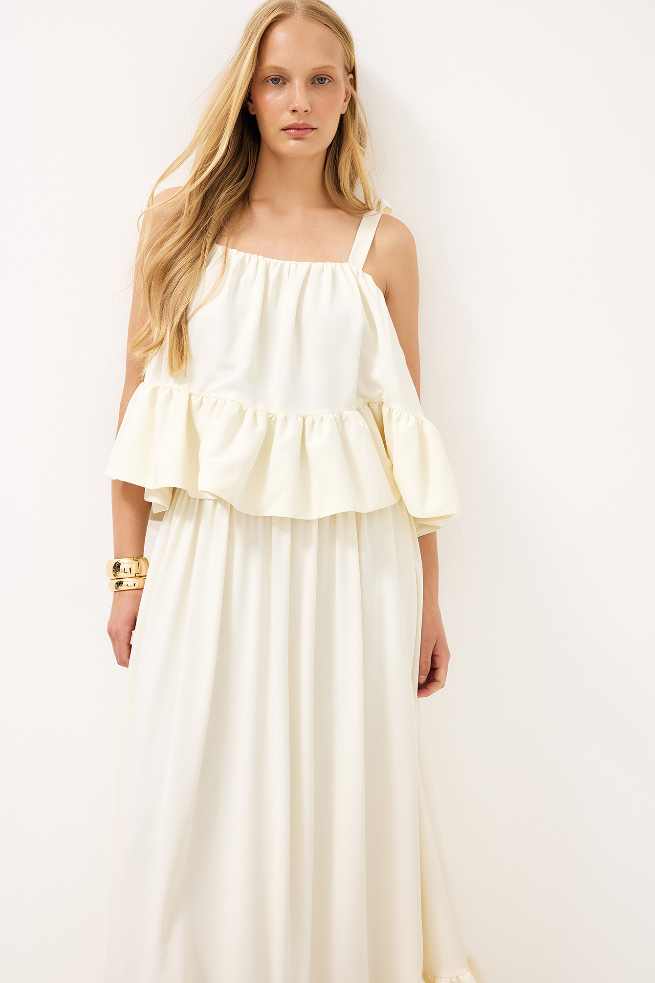 Topp med volang och knytband - Sommarset - Beige - EU 32 - NA-KD / NAKD