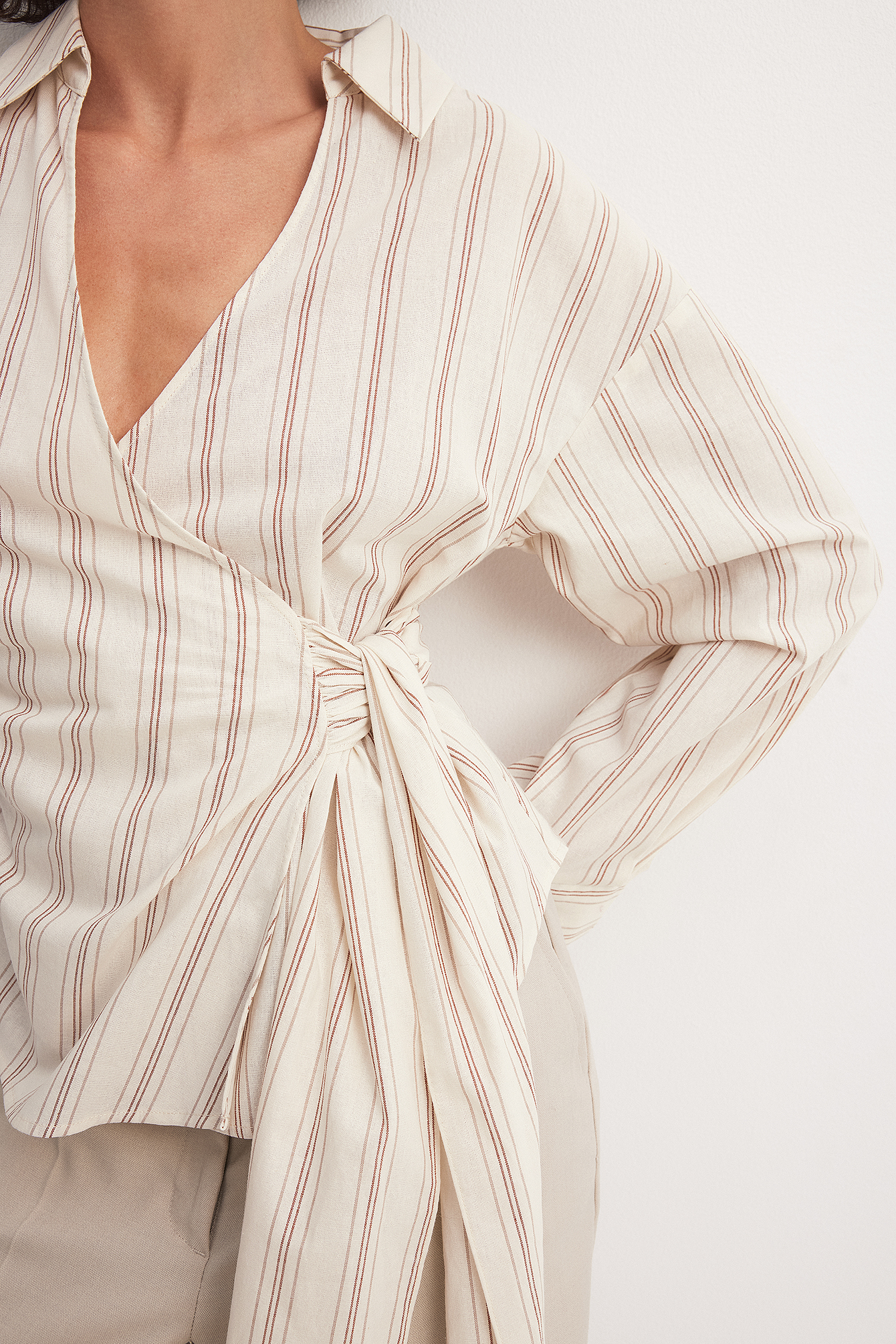 Cotton tie waist shirt