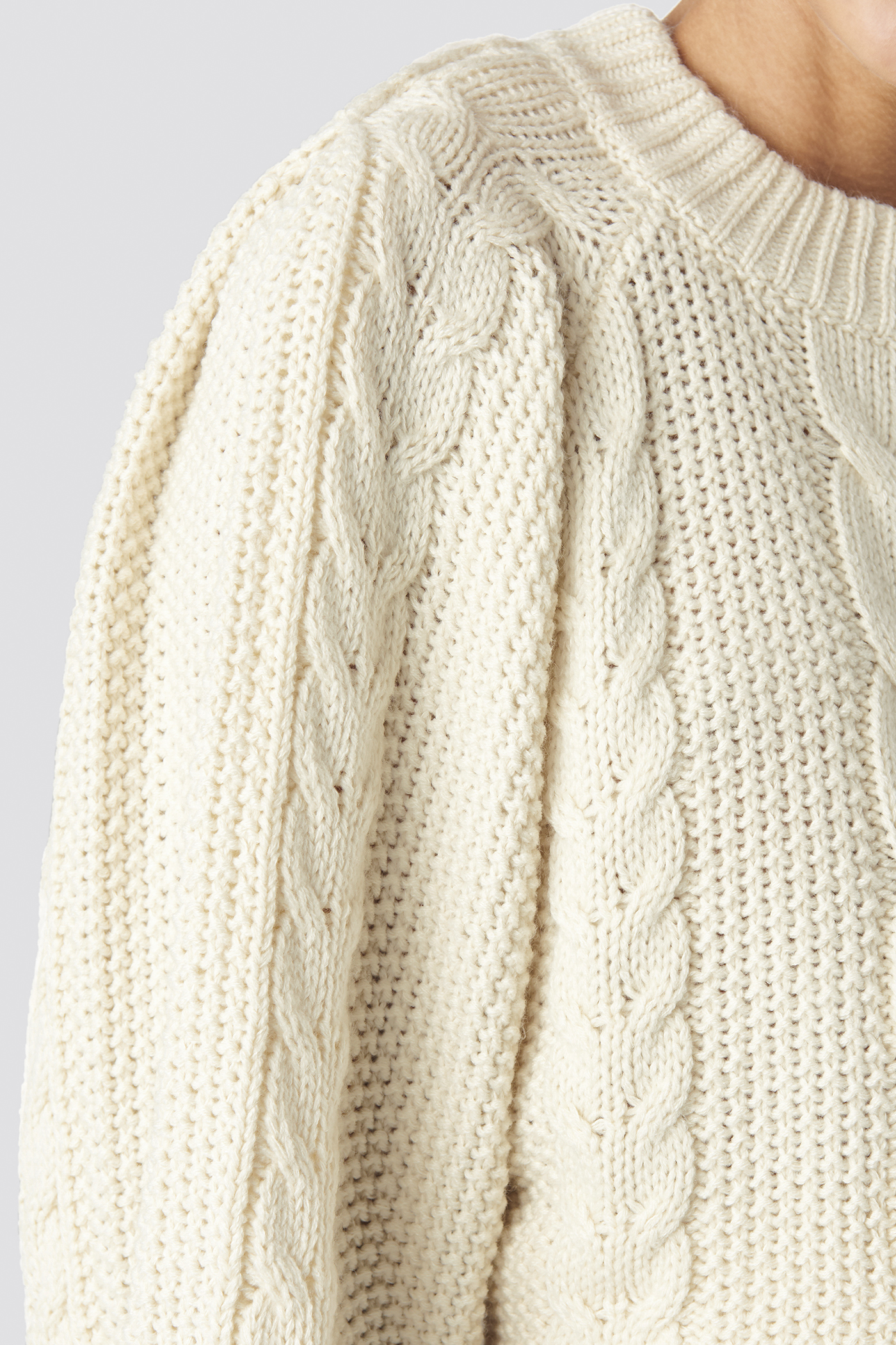 Chunky Cable Knitted Sweater White | na 