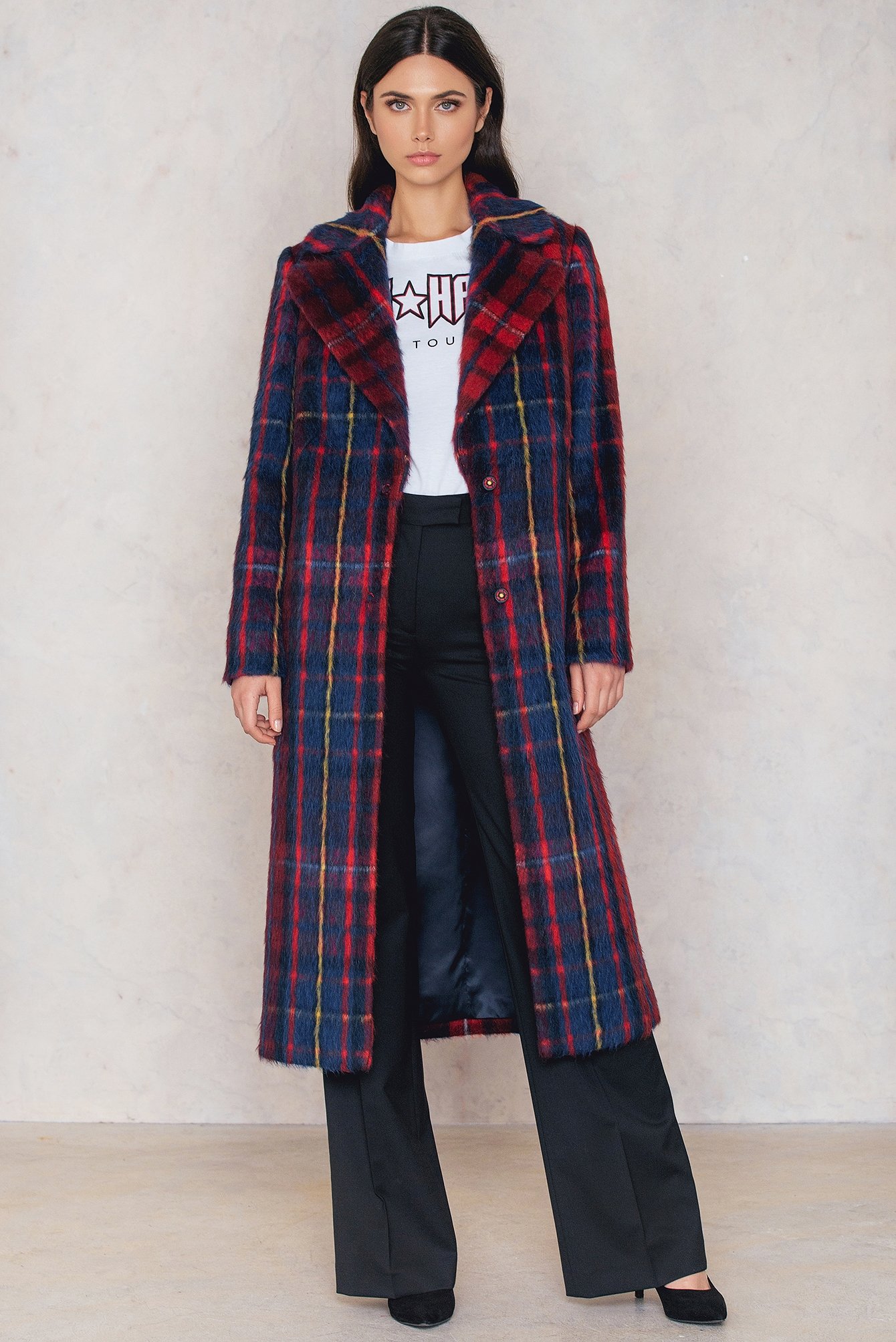 Gigi Hadid Wool Coat Multicolor | na-kd.com