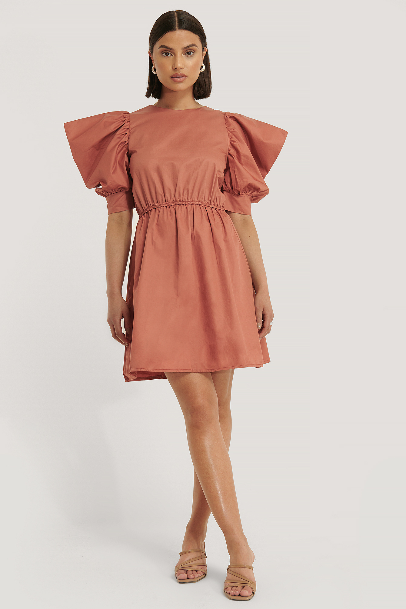 Trendyol Mini-Jurk Met Pofmouwen - Pofmouw Jurken - Oranje - EU 34 - NA-KD / NAKD