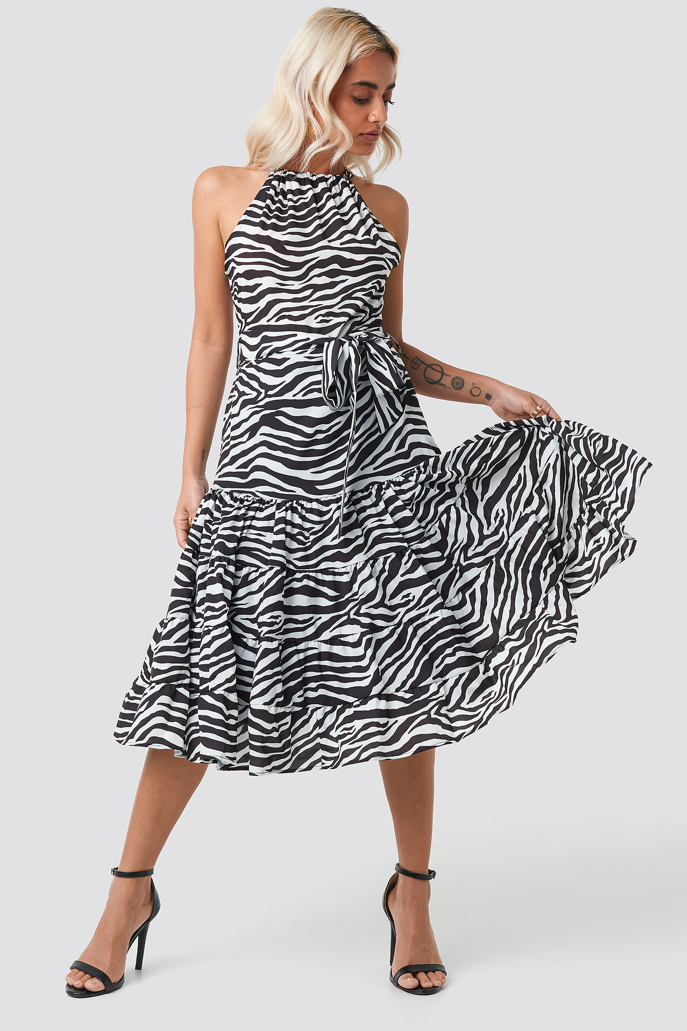 Animal Print Midi Dress Flerfarvet