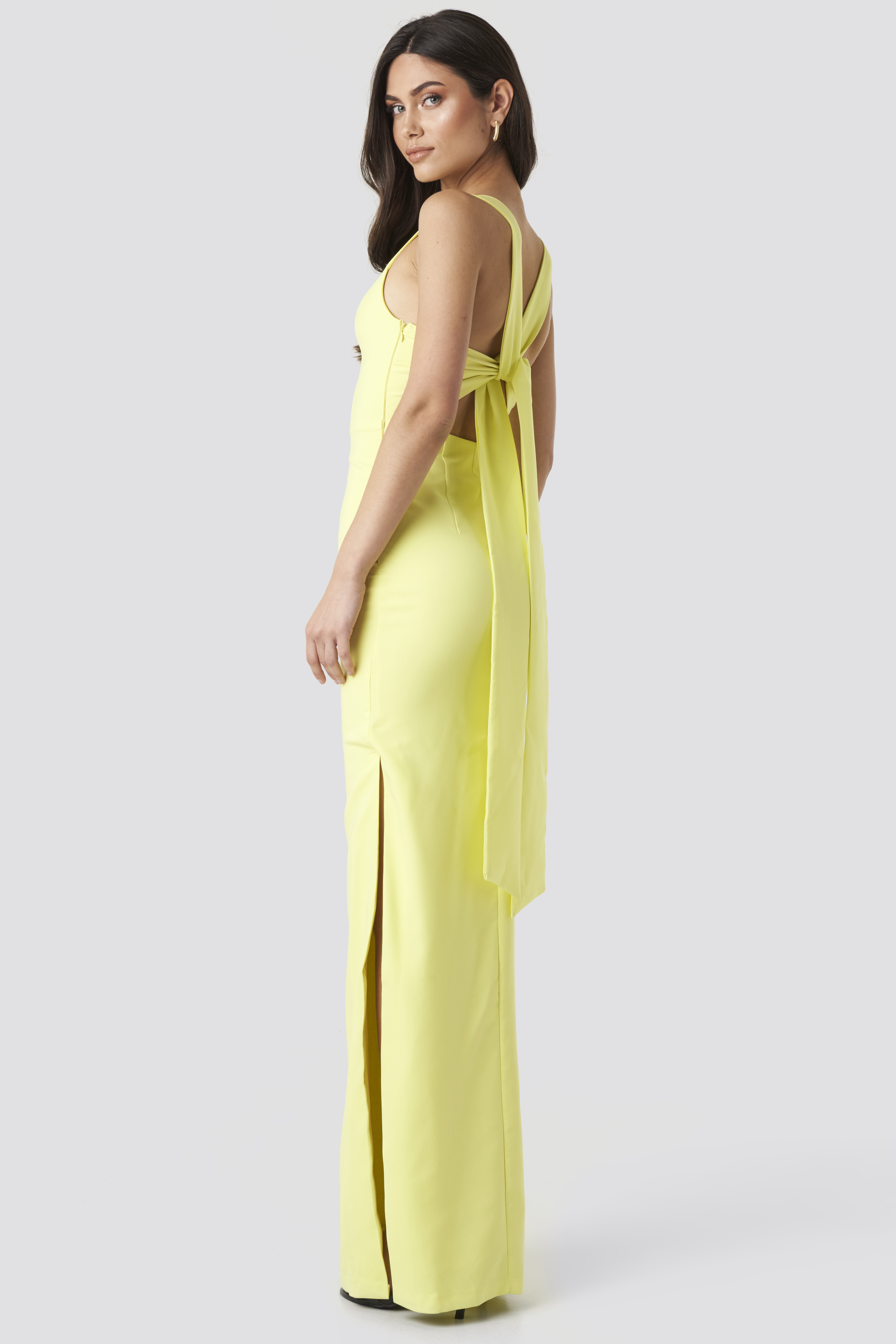 Back Detail Evening Dress Yellow
