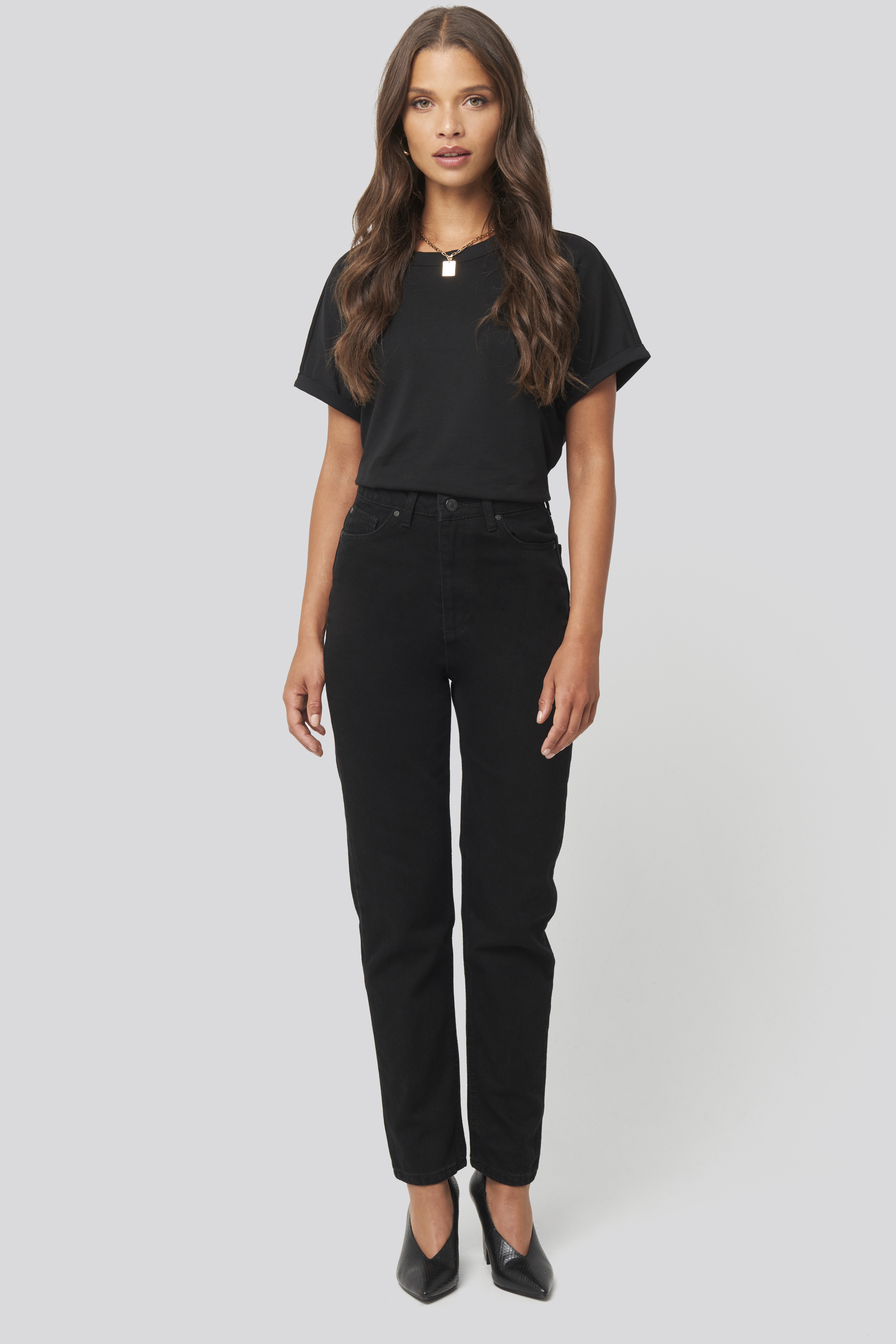Basic High Waist Mom Jeans Black