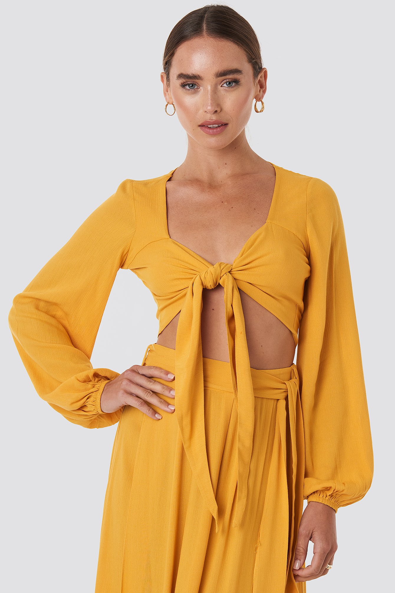 yellow crop blouse