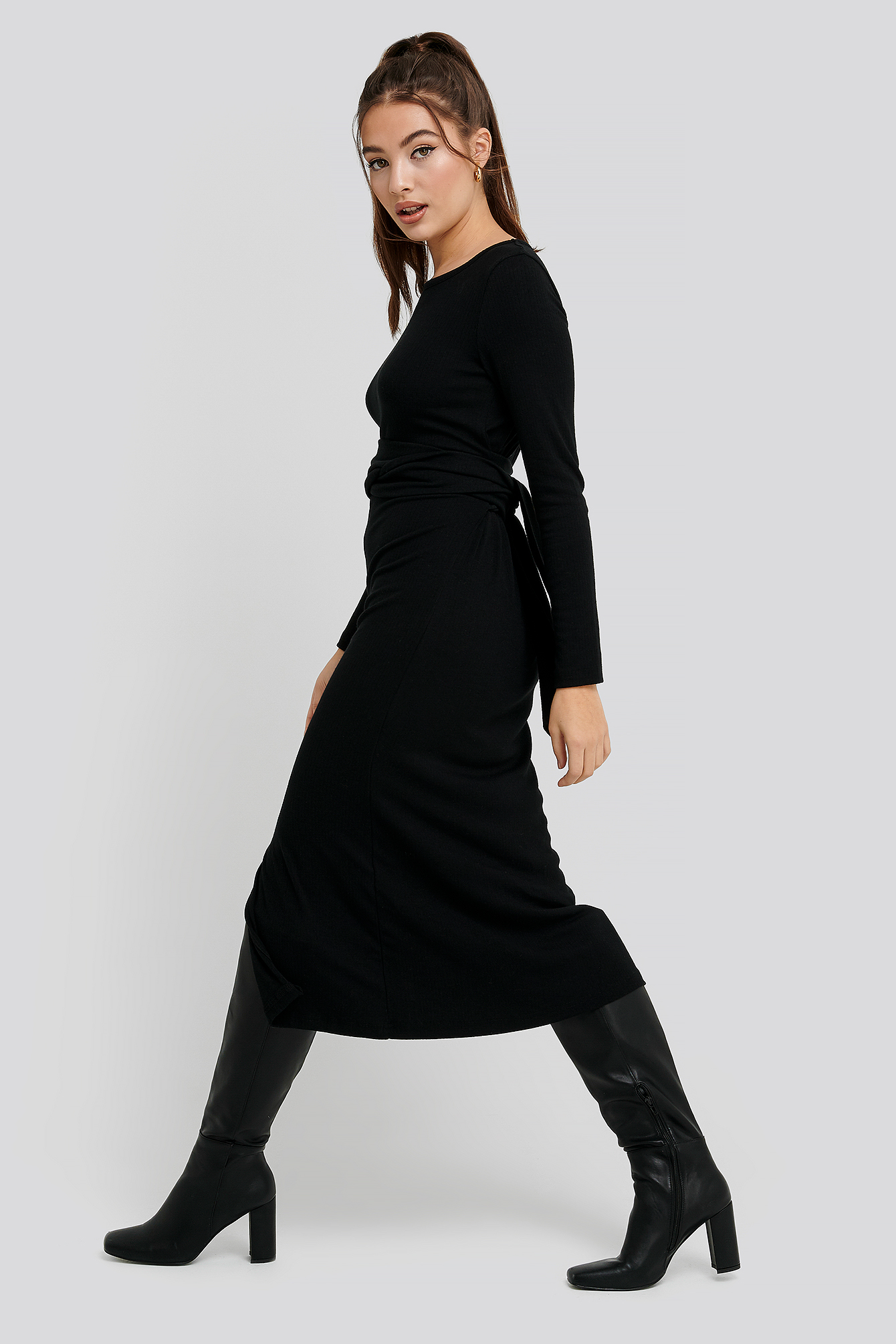 Binding Detailed Ribana Dress Black