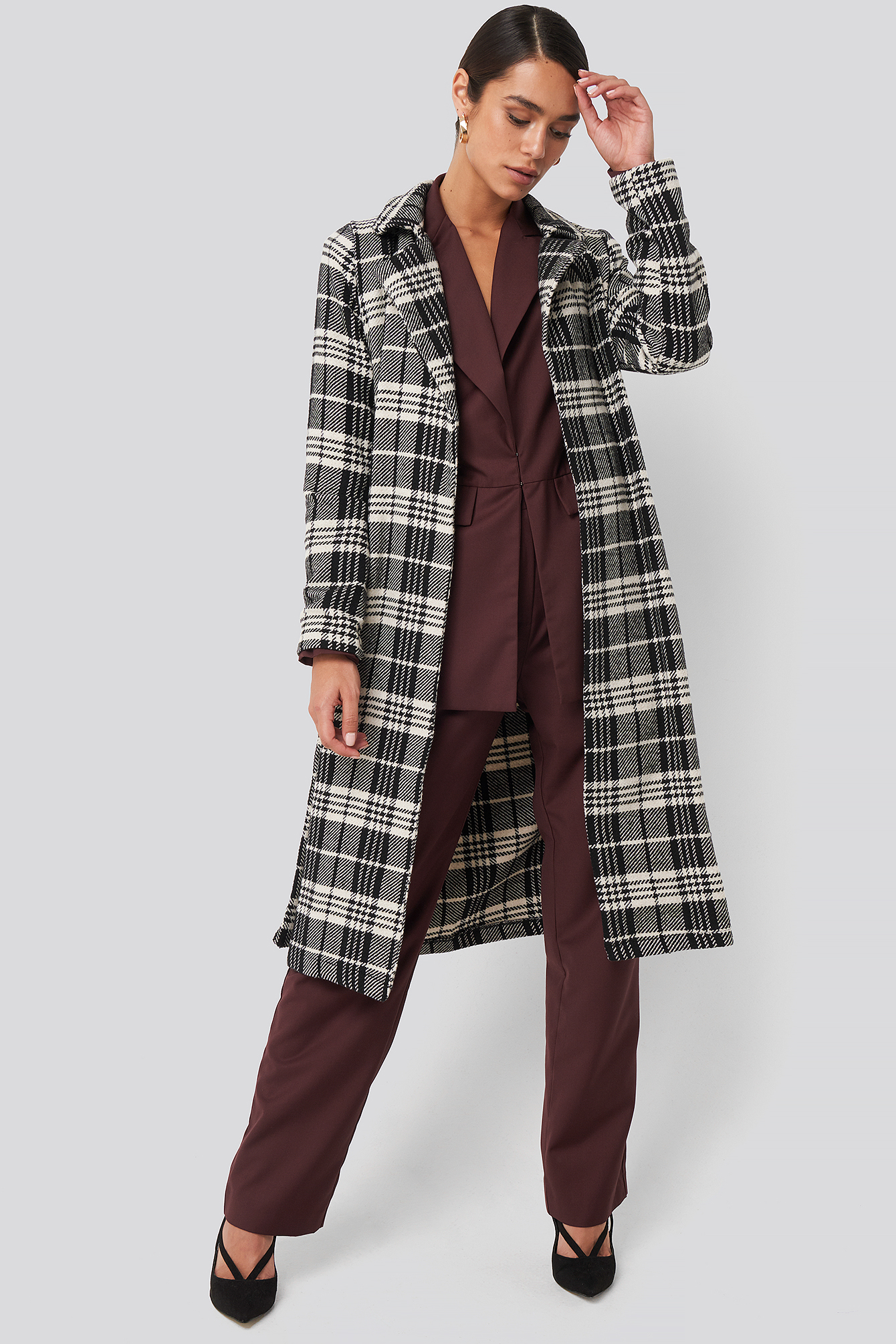 Black Check Coat Black