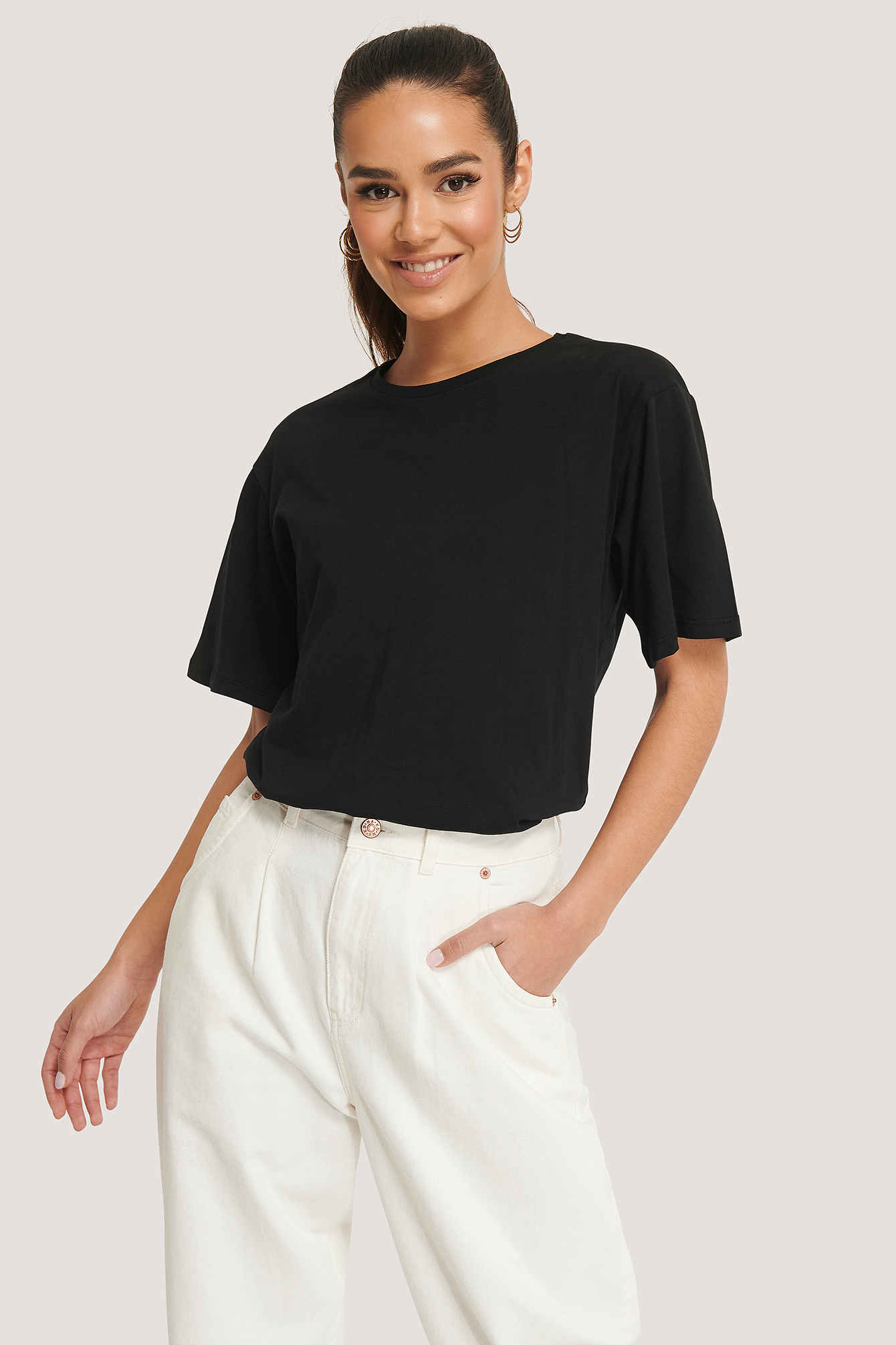 Oversize-T-Shirt Schwarz | na-kd.com