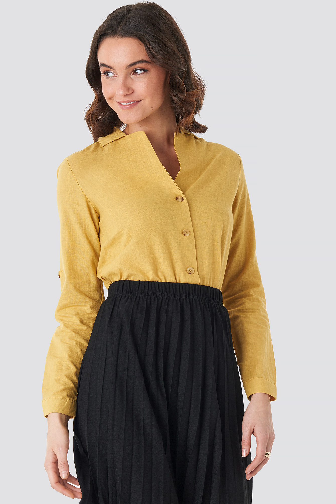 Button Detailed Shirt Yellow
