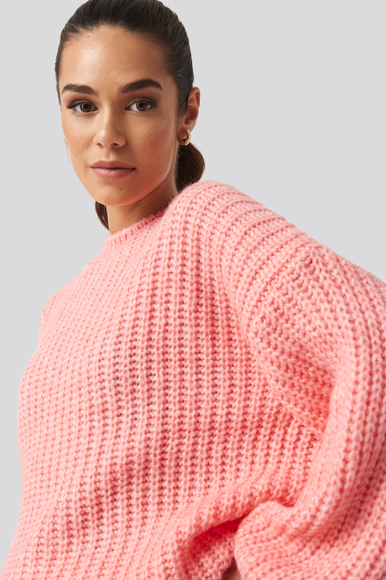 Crew Neck Knitted Sweater Rosa