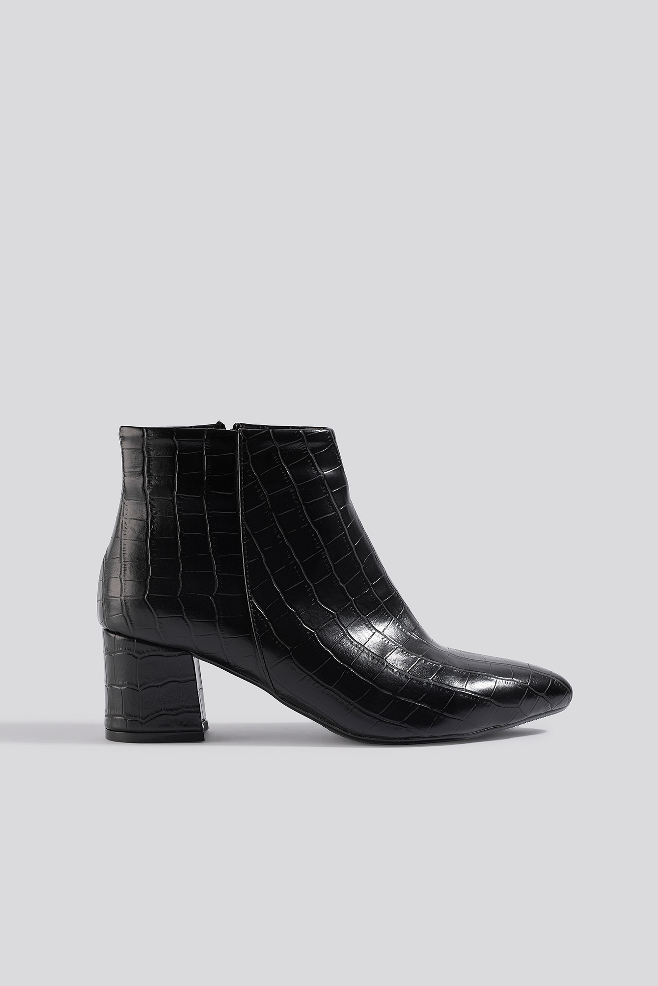 Croco Ankle Boots Black