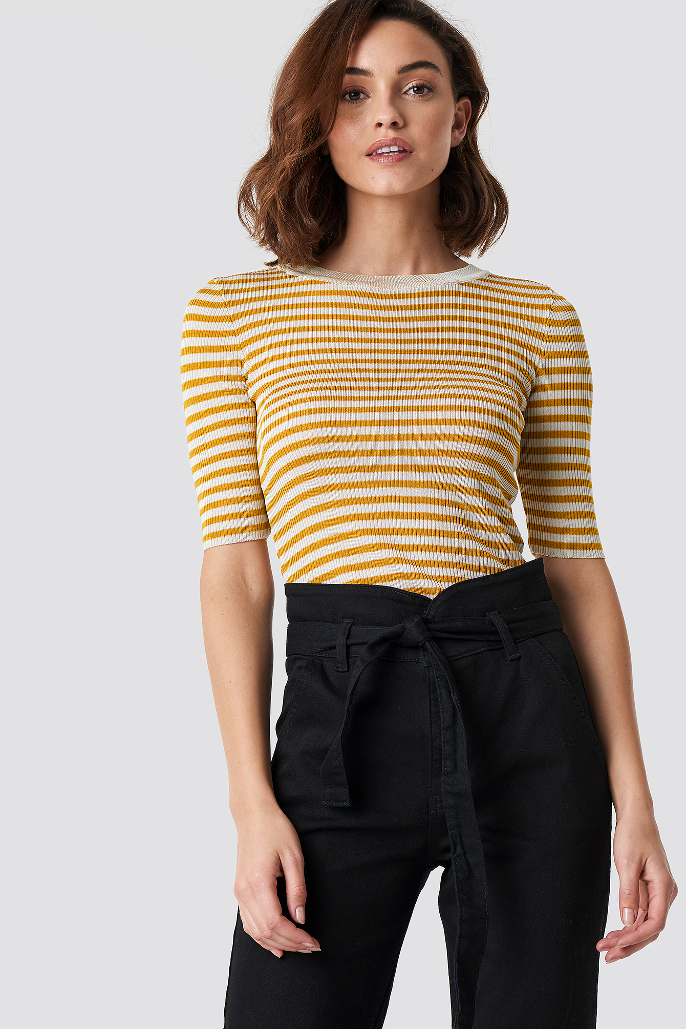 Cross Stitch Sweater Mustard