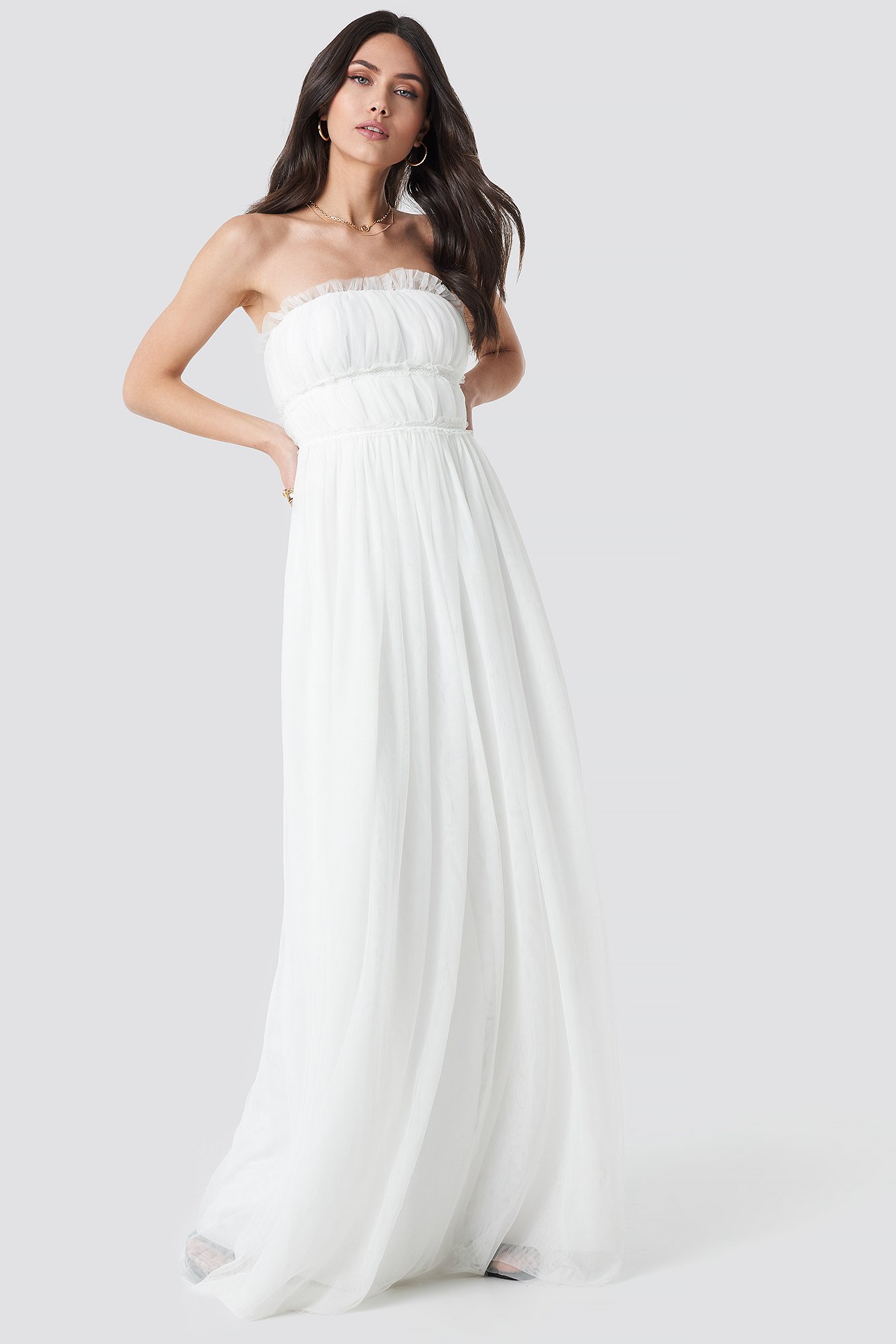 trendyol -  Detailed Evening Dress - White