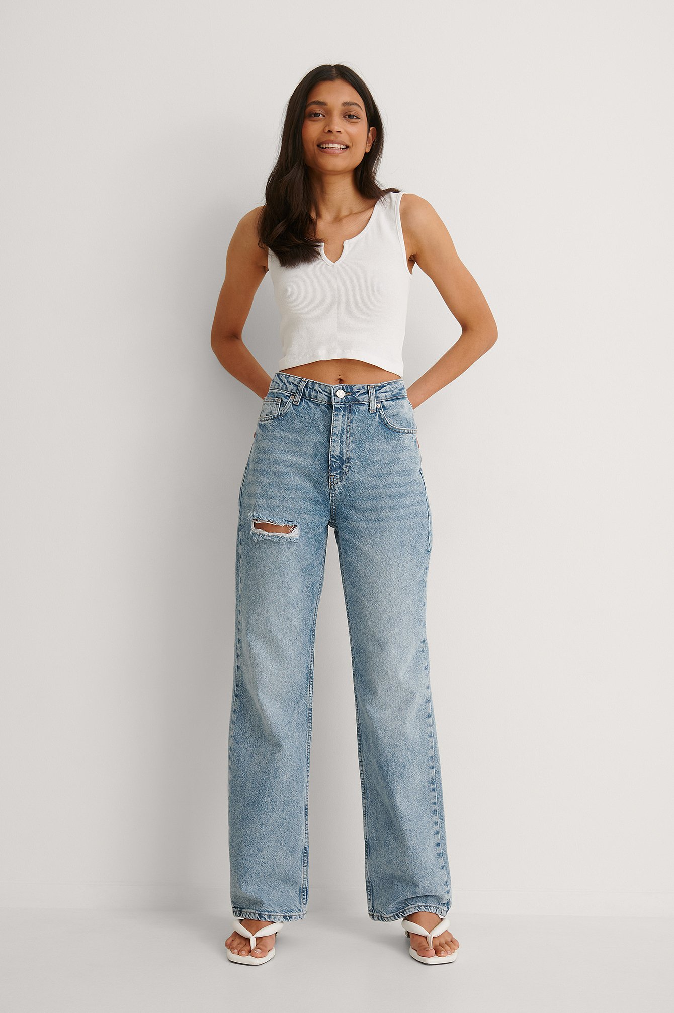 Blue Jeans Mit Hoher Taille