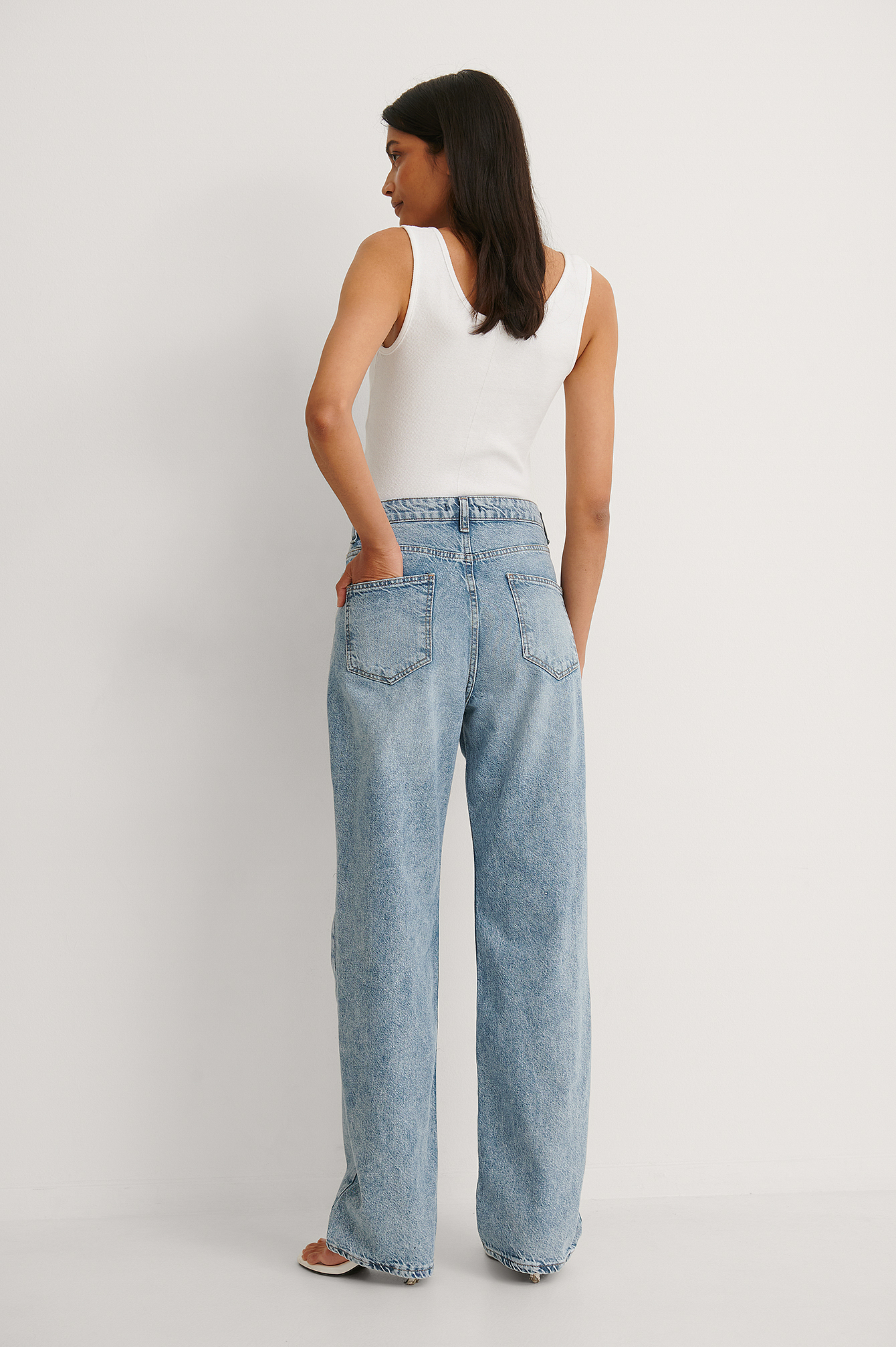 Detailed High Waist 90´s Jeans Blue 