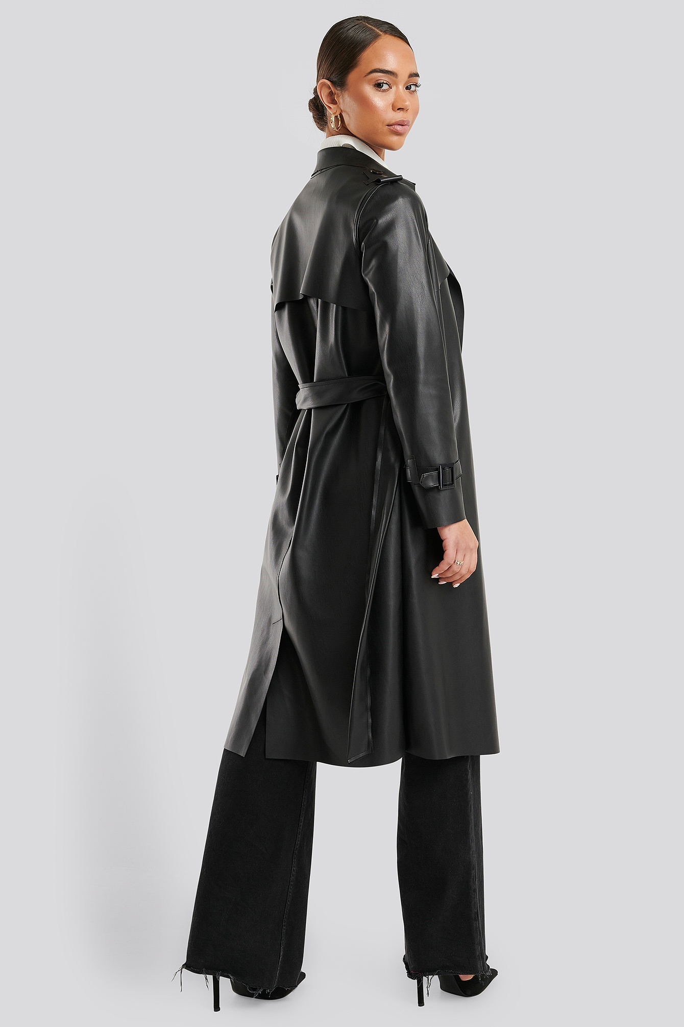 Faux Leather Trench Coat Black | na-kd.com