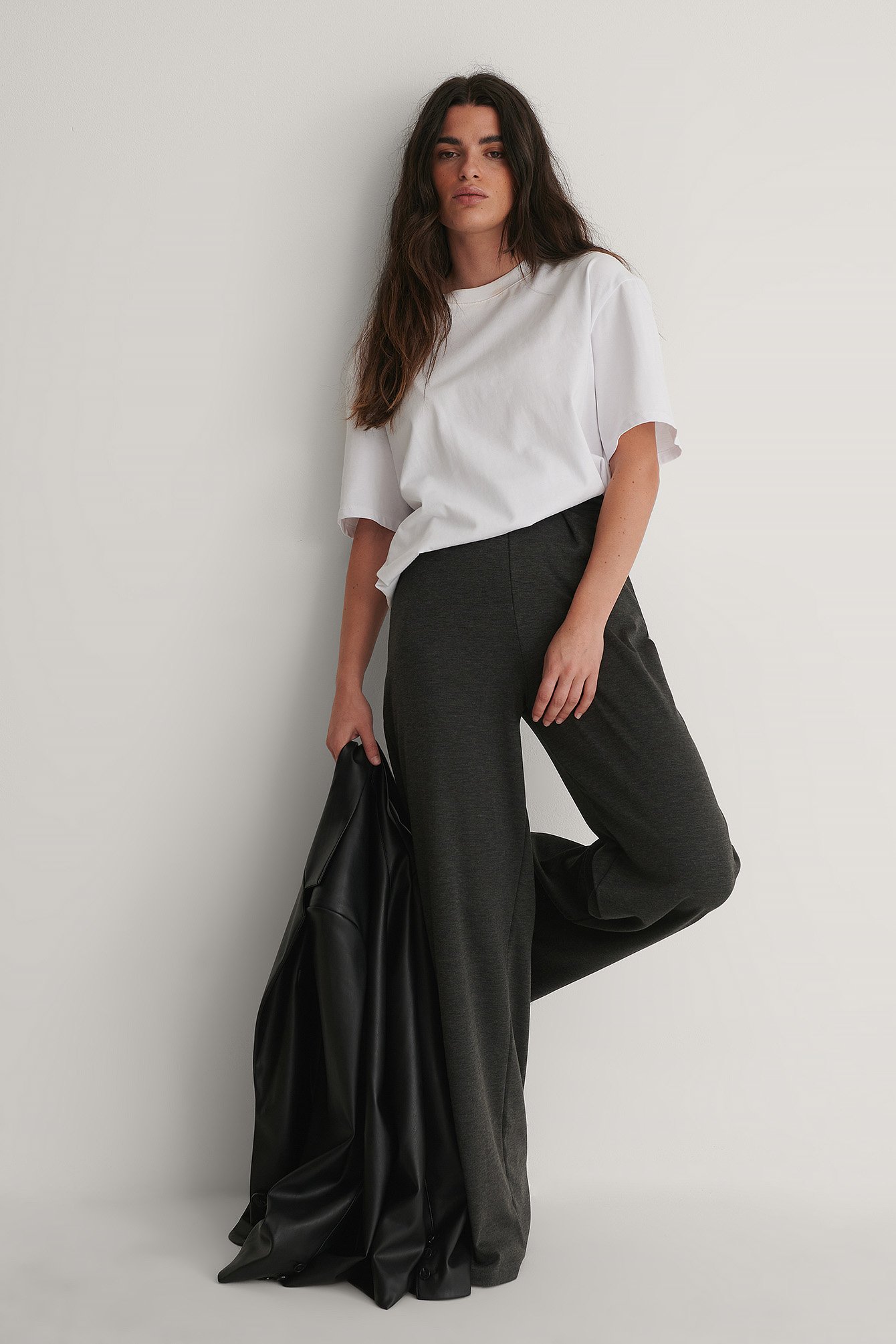 Antracite Flare Knitted Trousers
