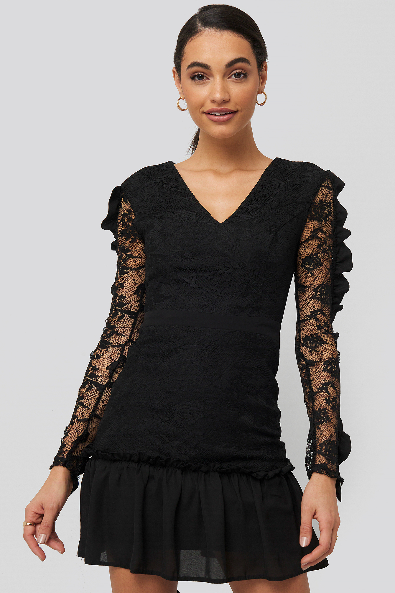 black frilly dress