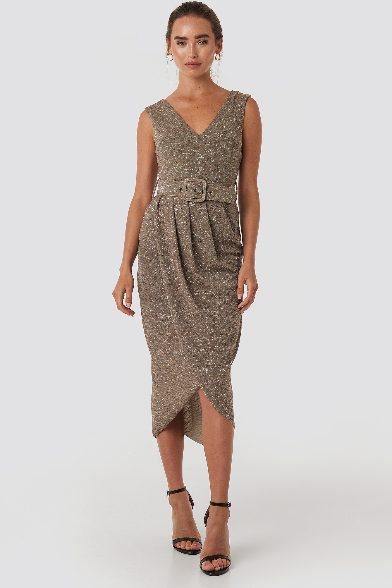 Front Belt Midi Dress Mink