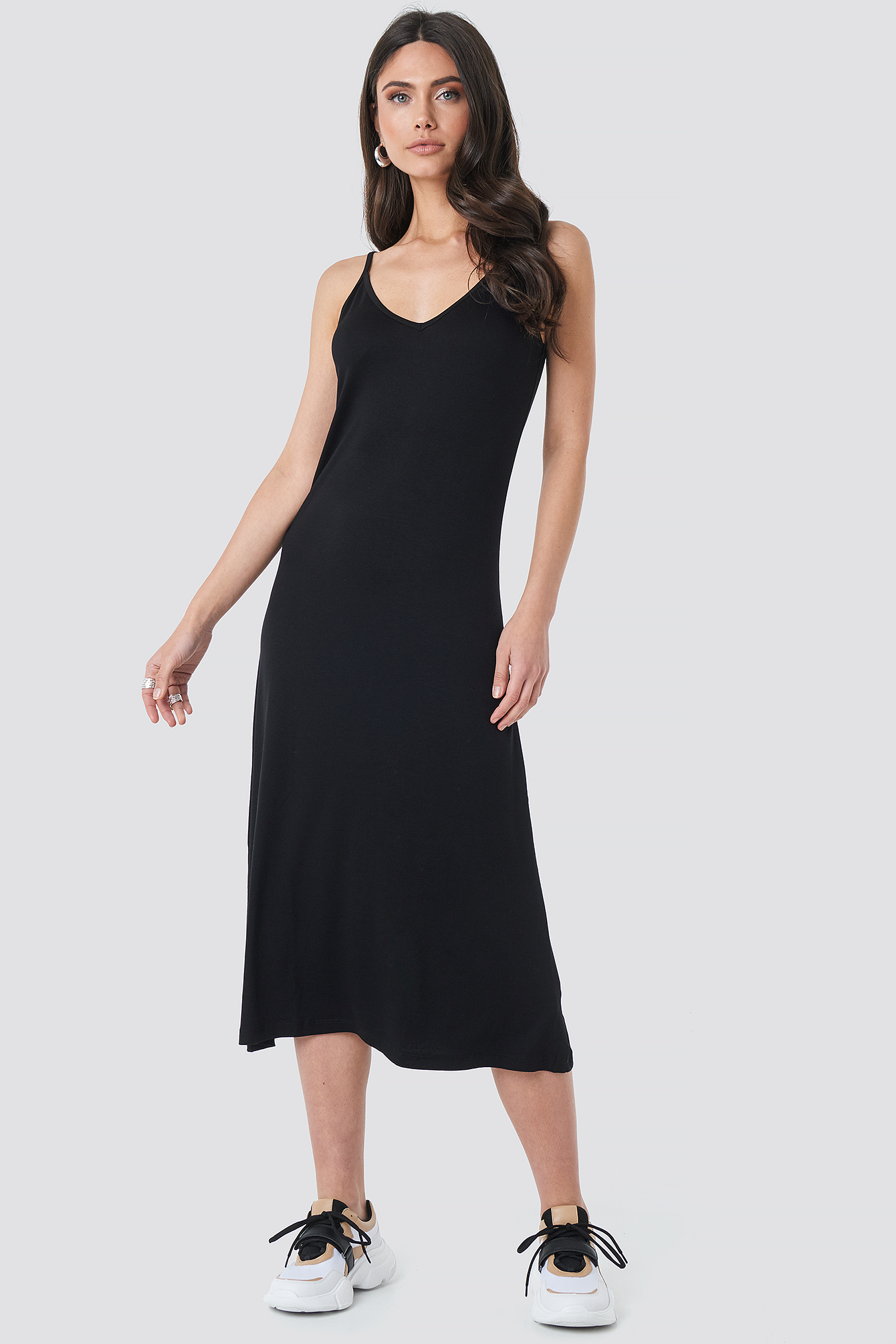 Halter Strap Midi Dress Black