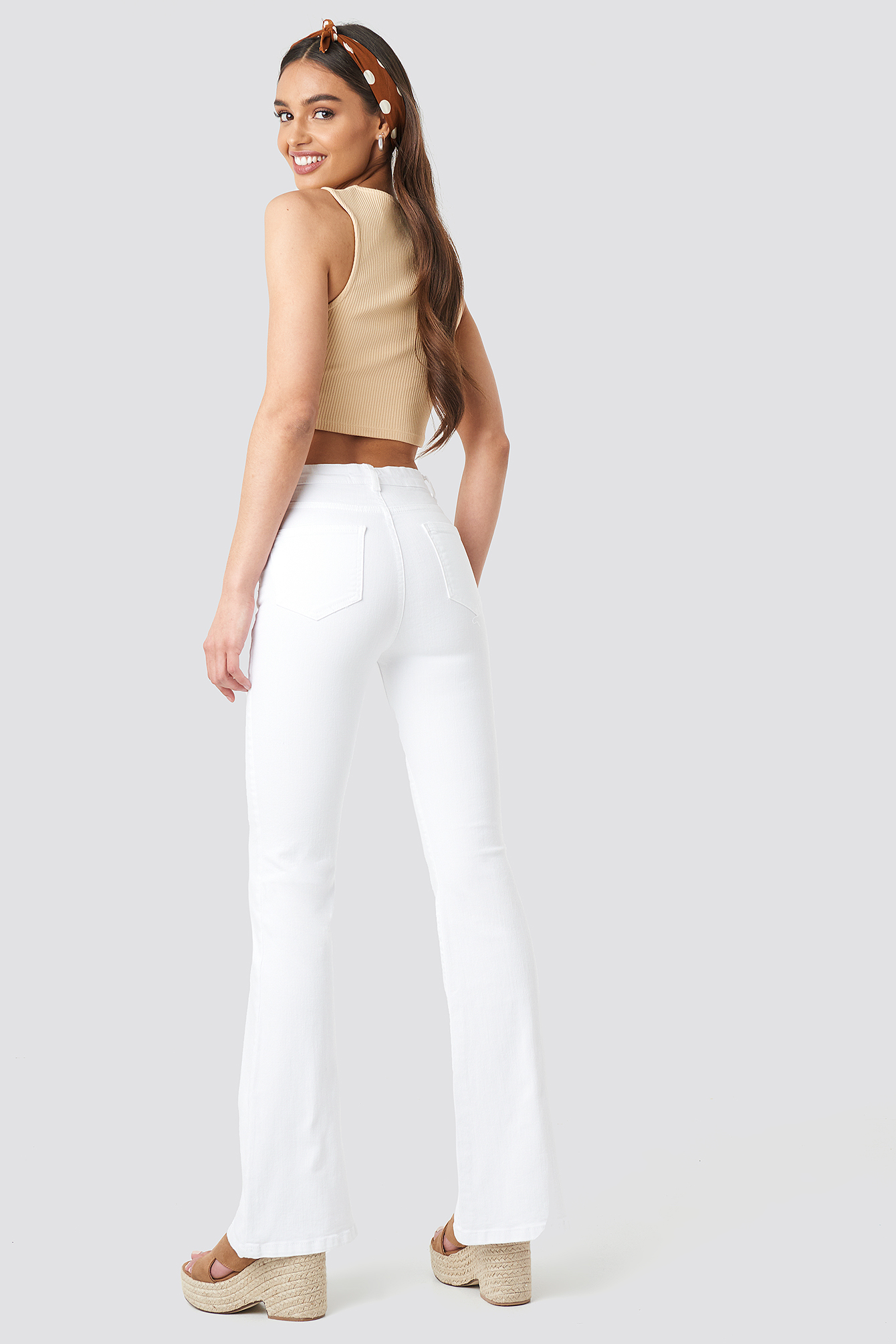 High Waist Flare Jeans White