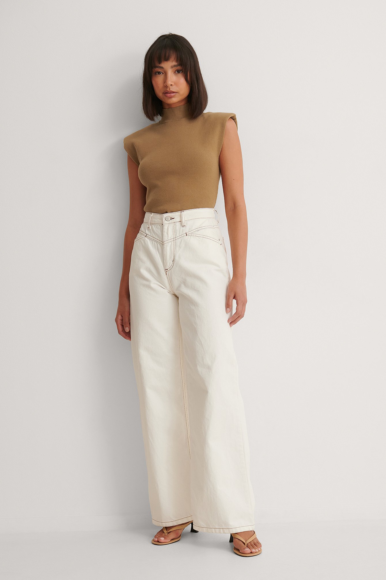 White Jeans Mit Hoher Taille