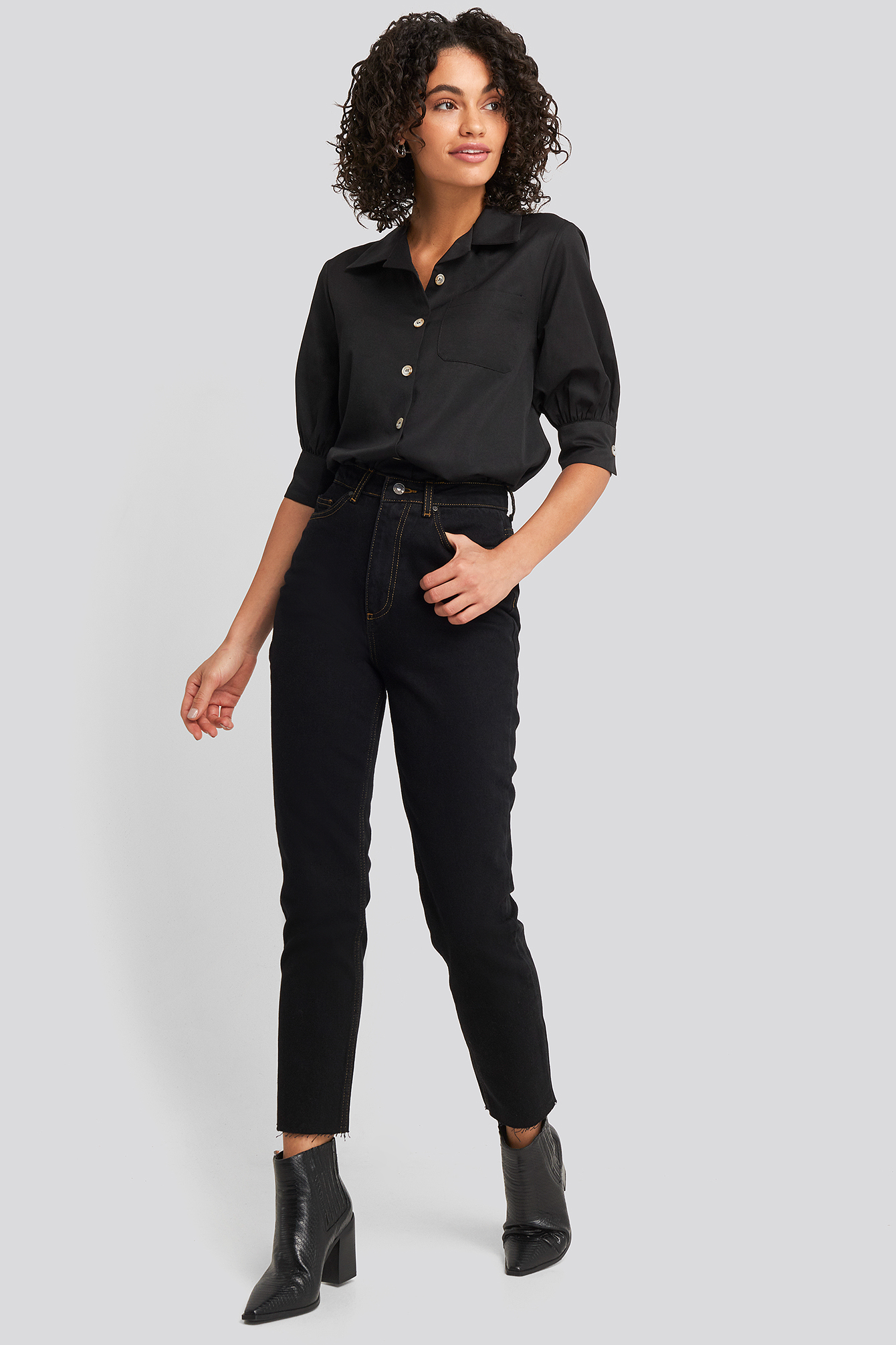 High Waist Mom Jeans Black