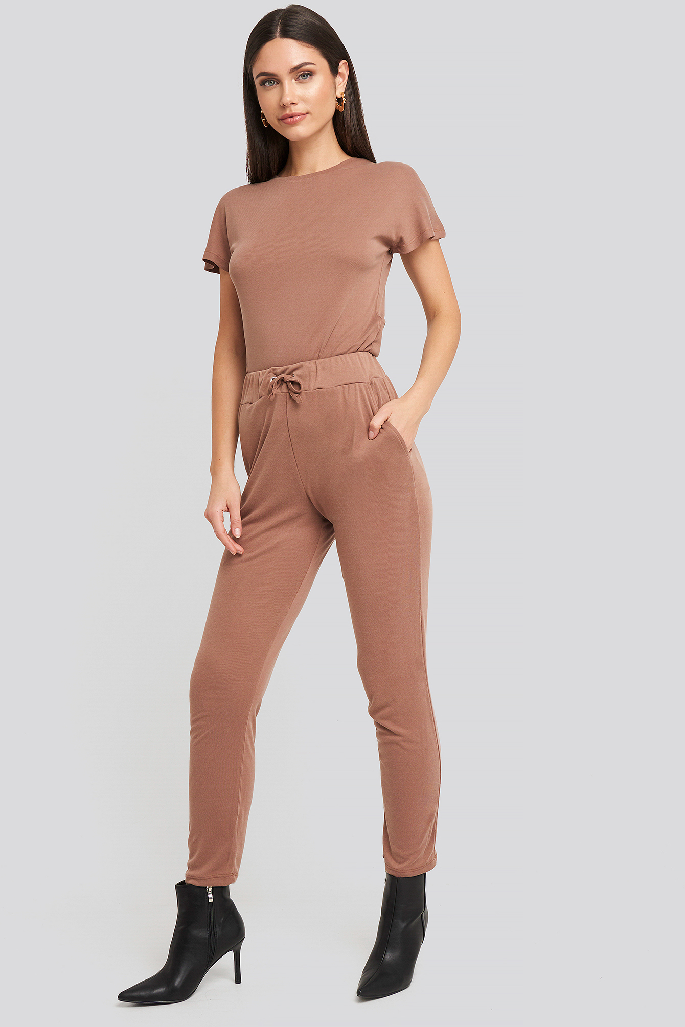 Knot Detaild Jersey Pants Brown