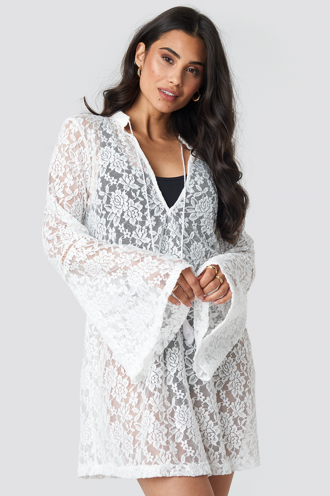 Lace Beach Mini Dress White