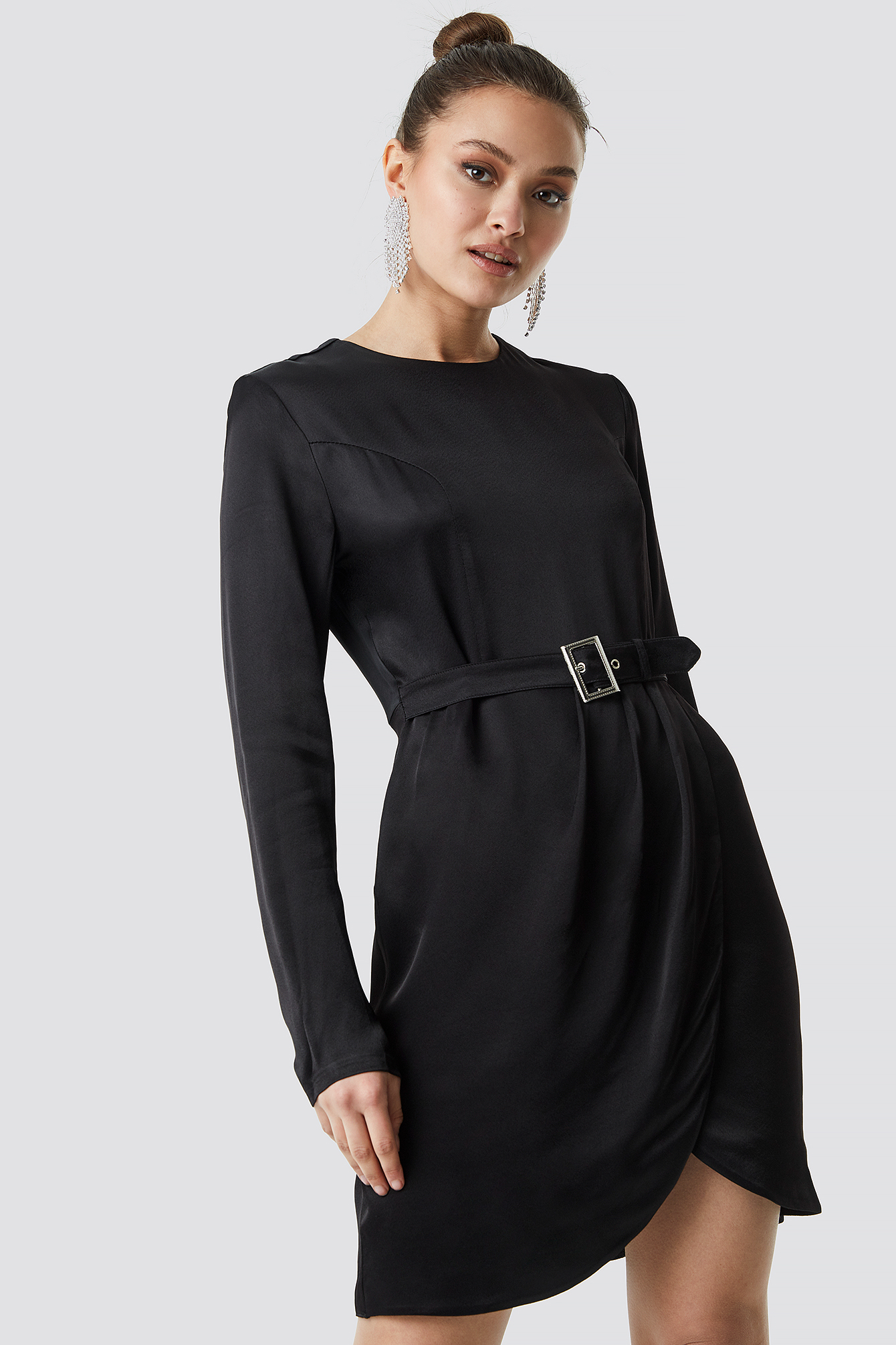 Long Sleeve Midi Dress Schwarz