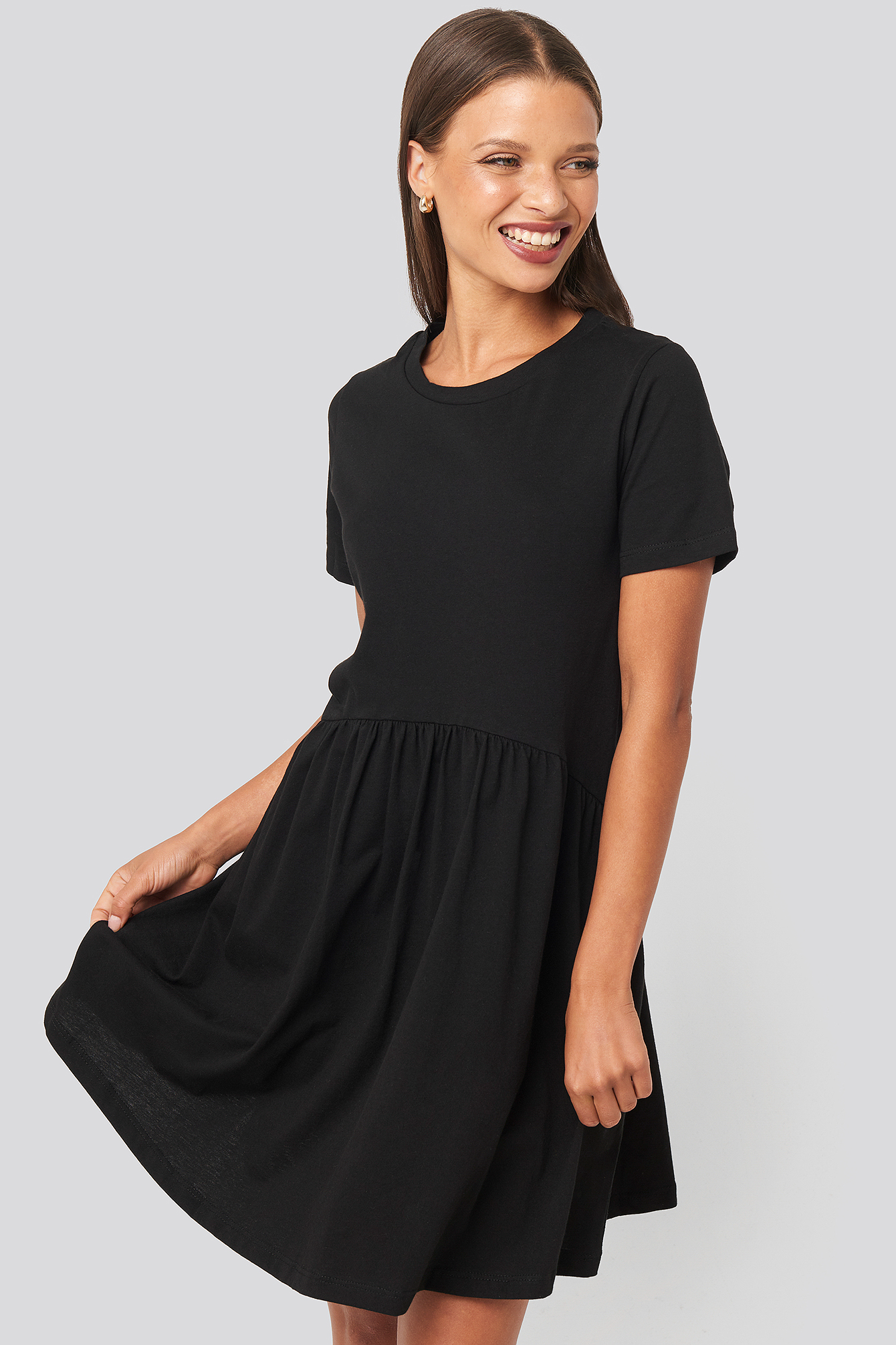 Mini Short Sleeve Dress Black