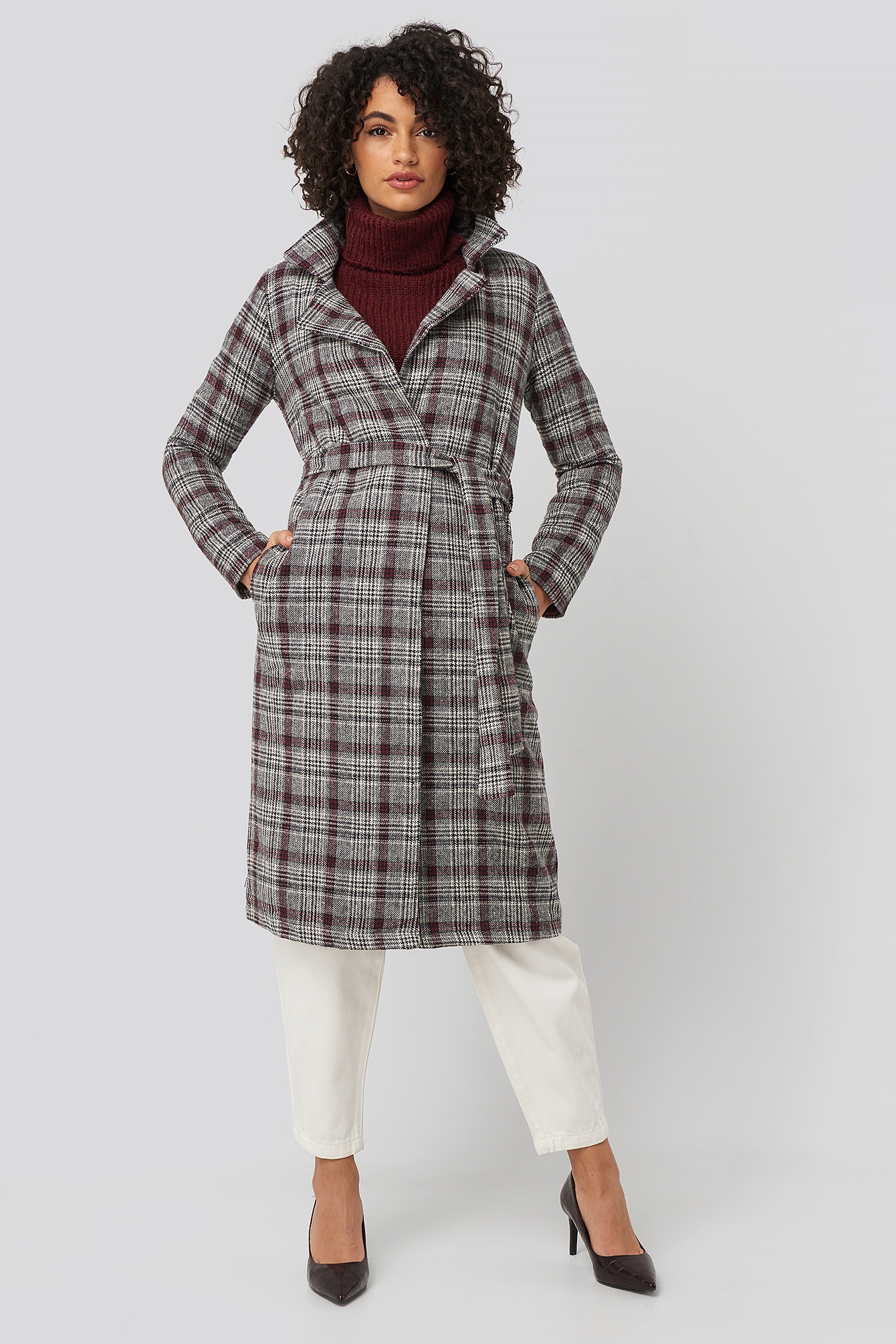 Multi Color Plaid Long Coat Multicolor