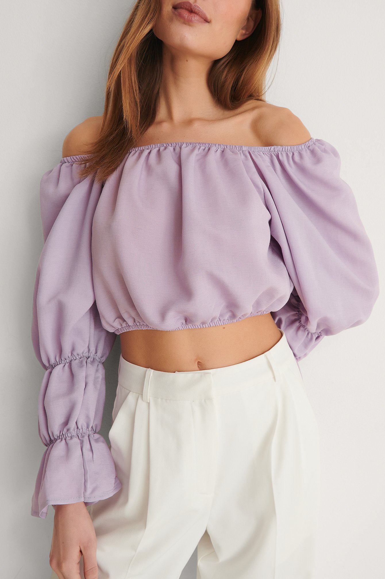 Lilac Off Shoulder-Bluse