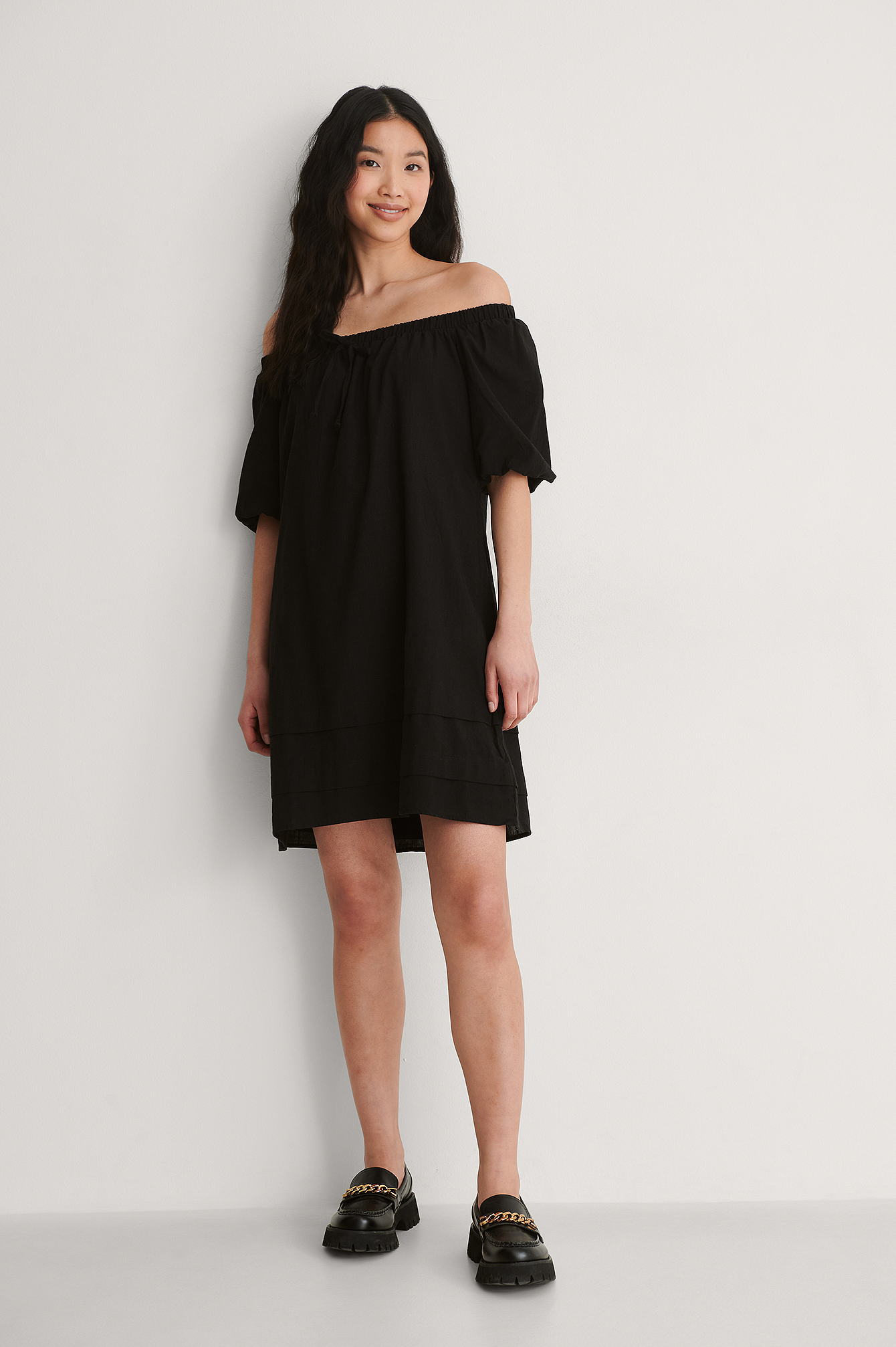 Schulterfreies Kleid Schwarz