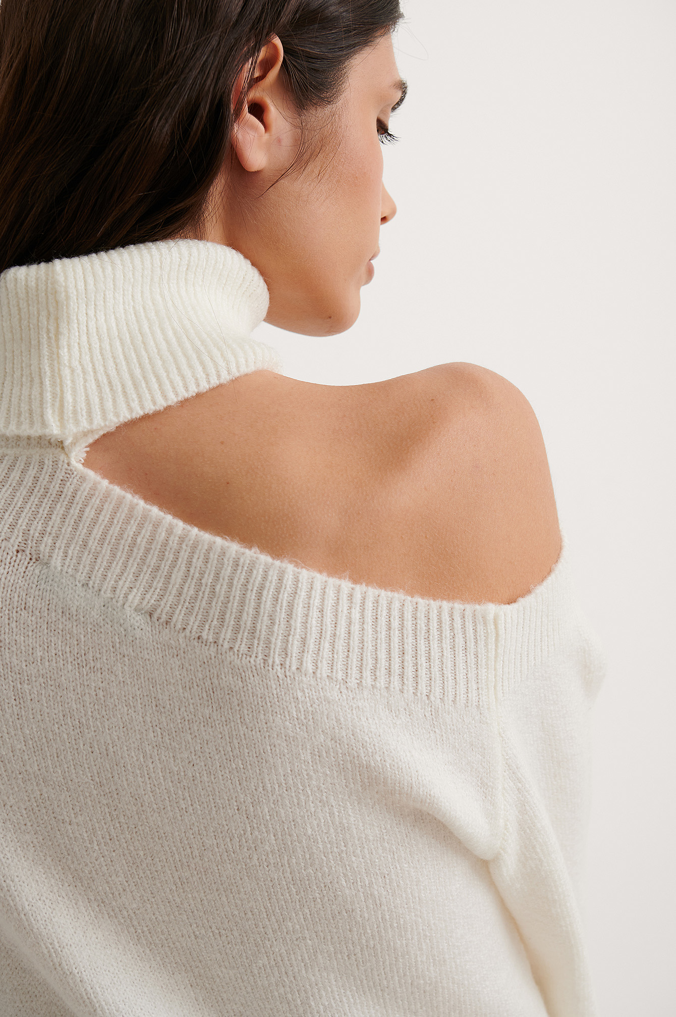 One Shoulder Turtleneck Knit Sweater 