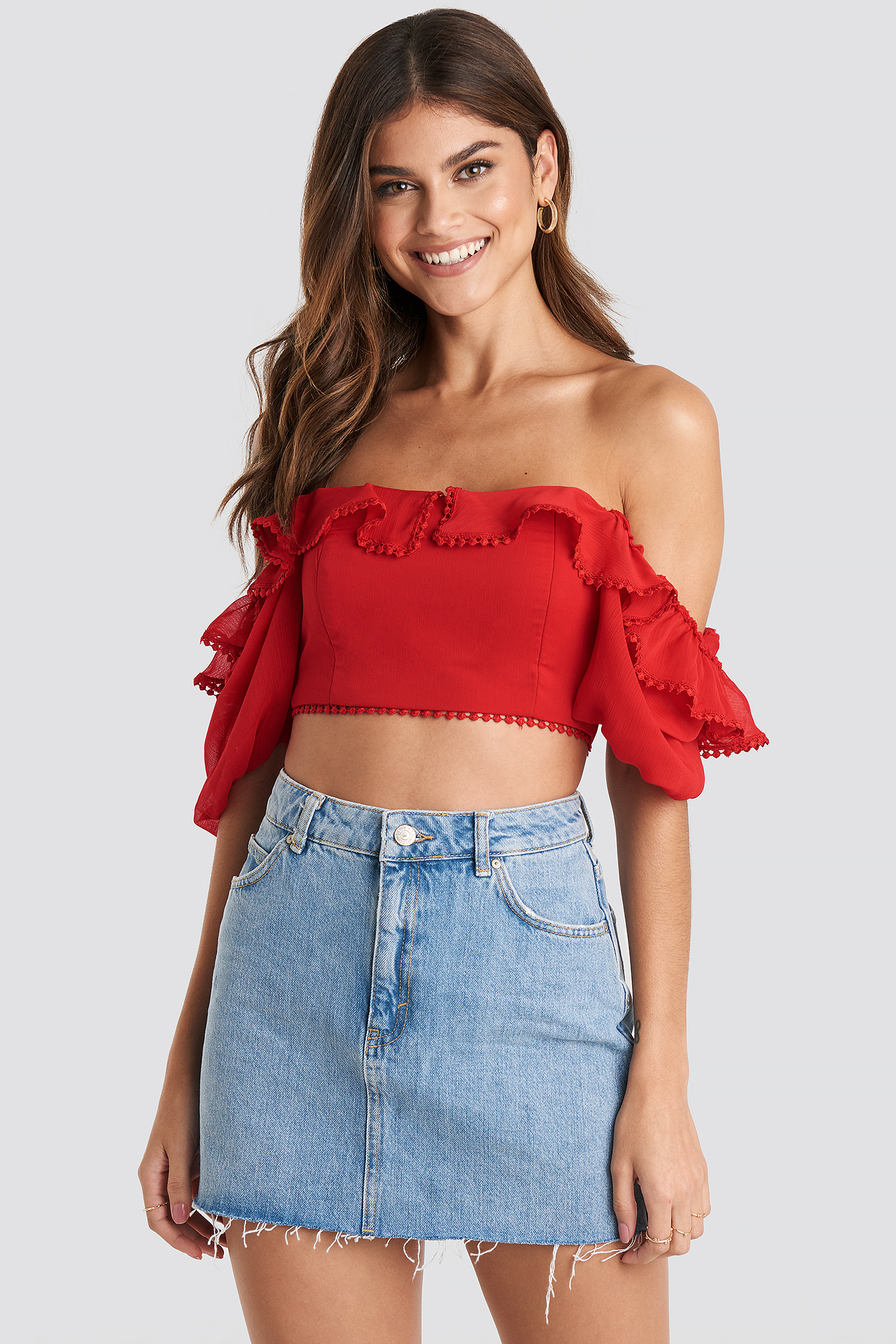 Raw Hem Denim Mini Skirt Blue