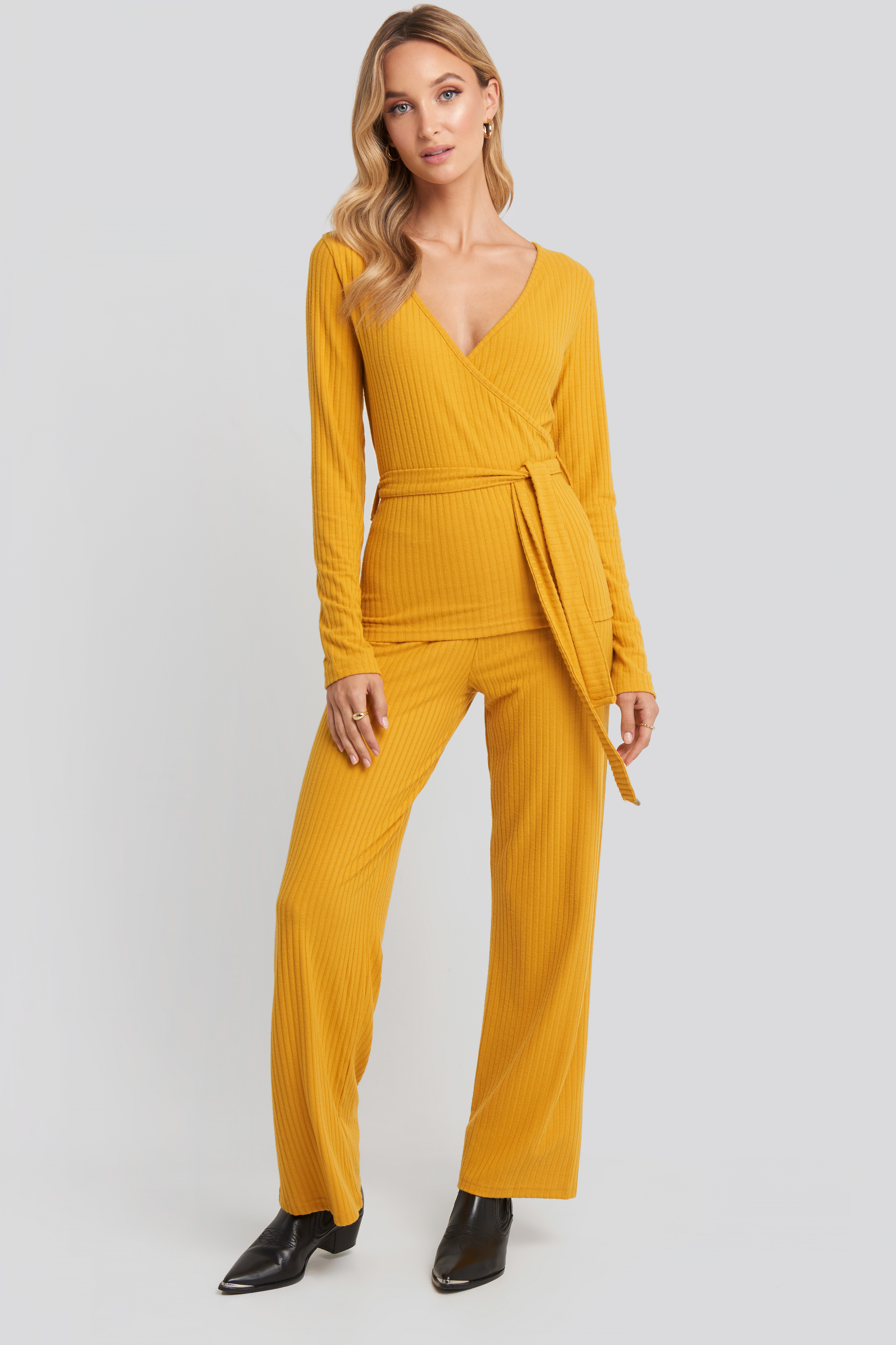Ribbed Pyjama Set Mustard