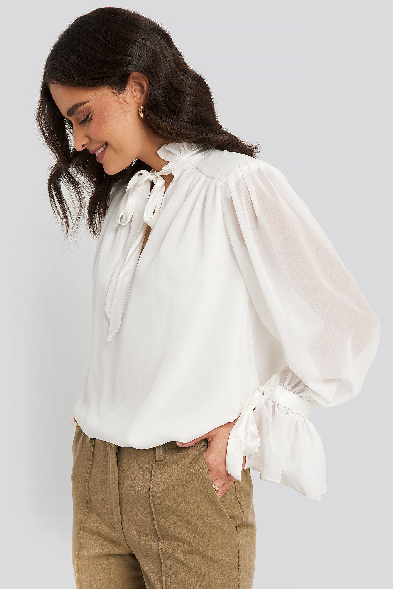 Ribbon Detailed Blouse White