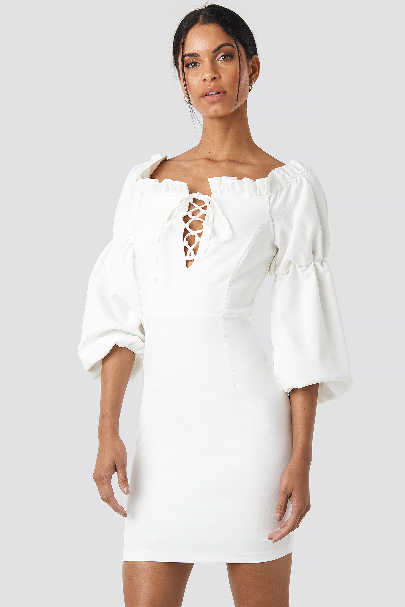 Ruffle Collar Detail Dress Wit | na-kd.com - 1340 x 2010 jpeg 858kB