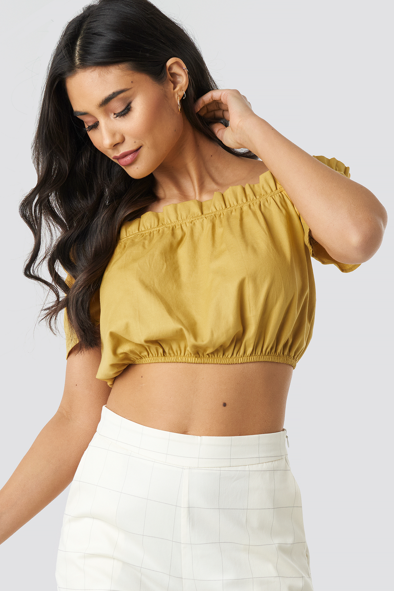 Trendyol Ruffle Detail Crop Blouse - Yellow Https://www.na-kd.com/poqcolorimages/yellow.png
