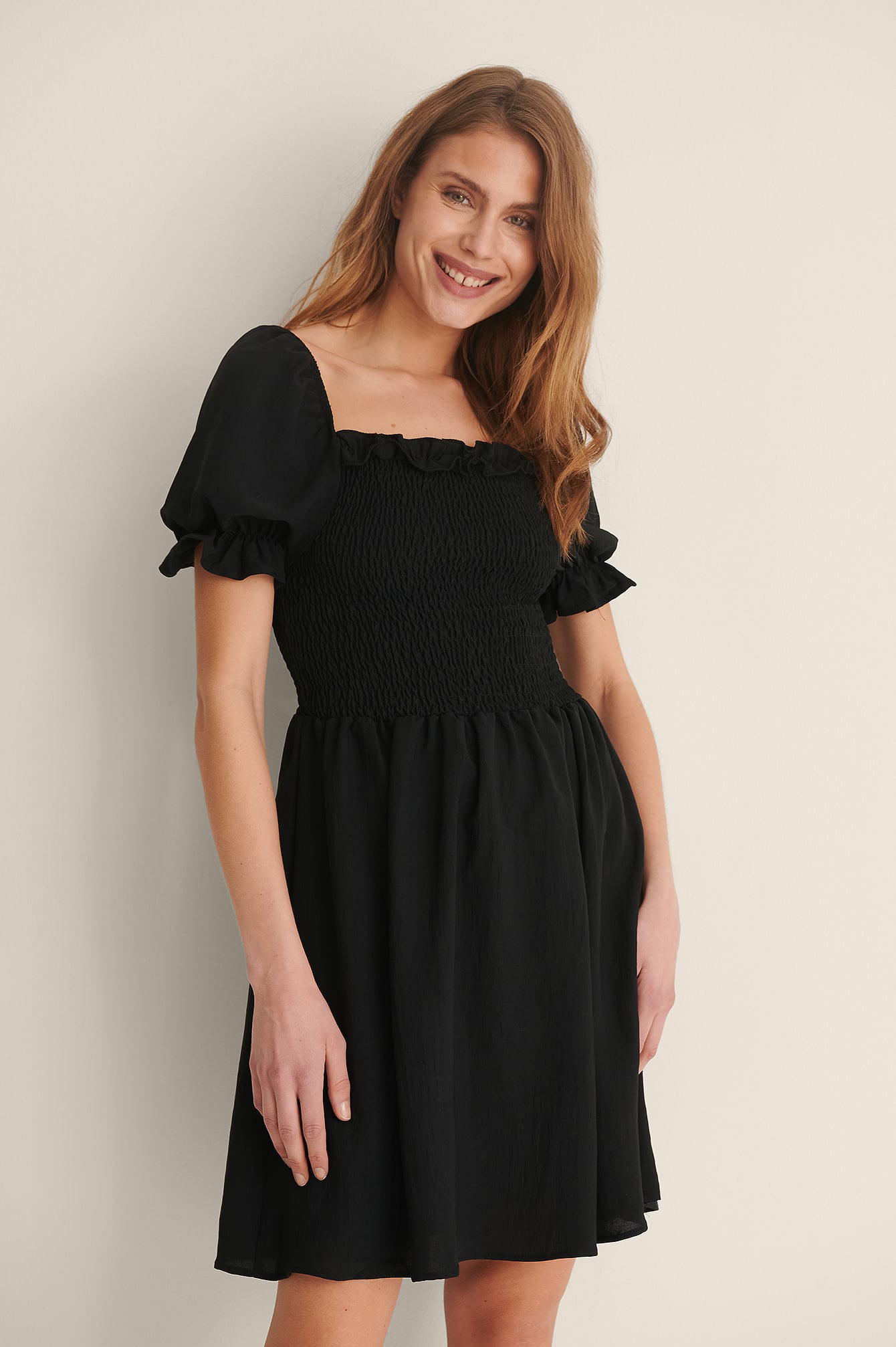 Ruffle Mini Dress Black | na-kd.com