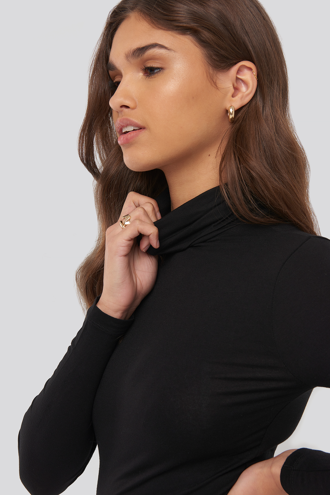Sheer Turtleneck Top Black
