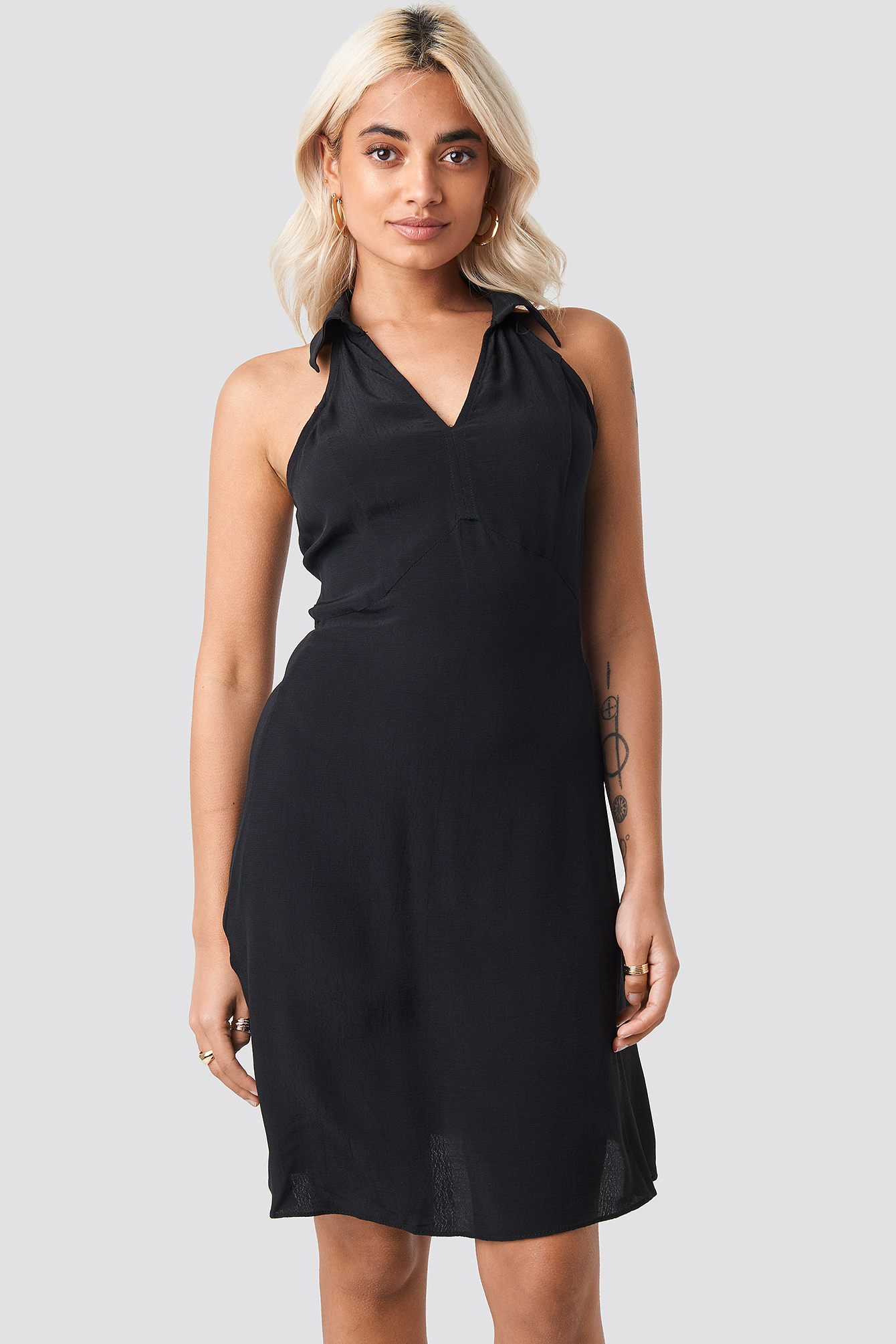 Shoulder Detail Mini Dress Black