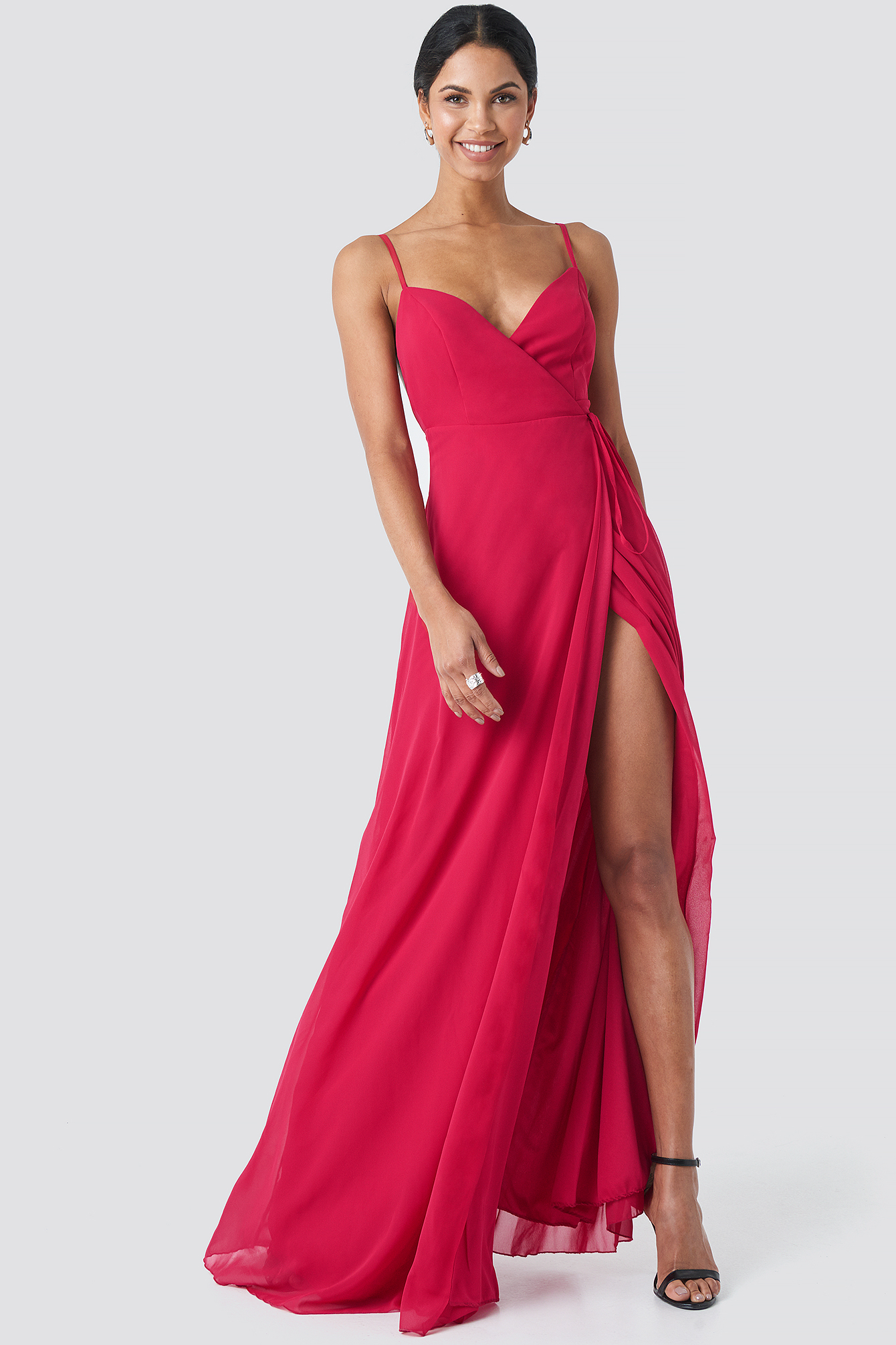 Slit Evening Dress Fuchsia