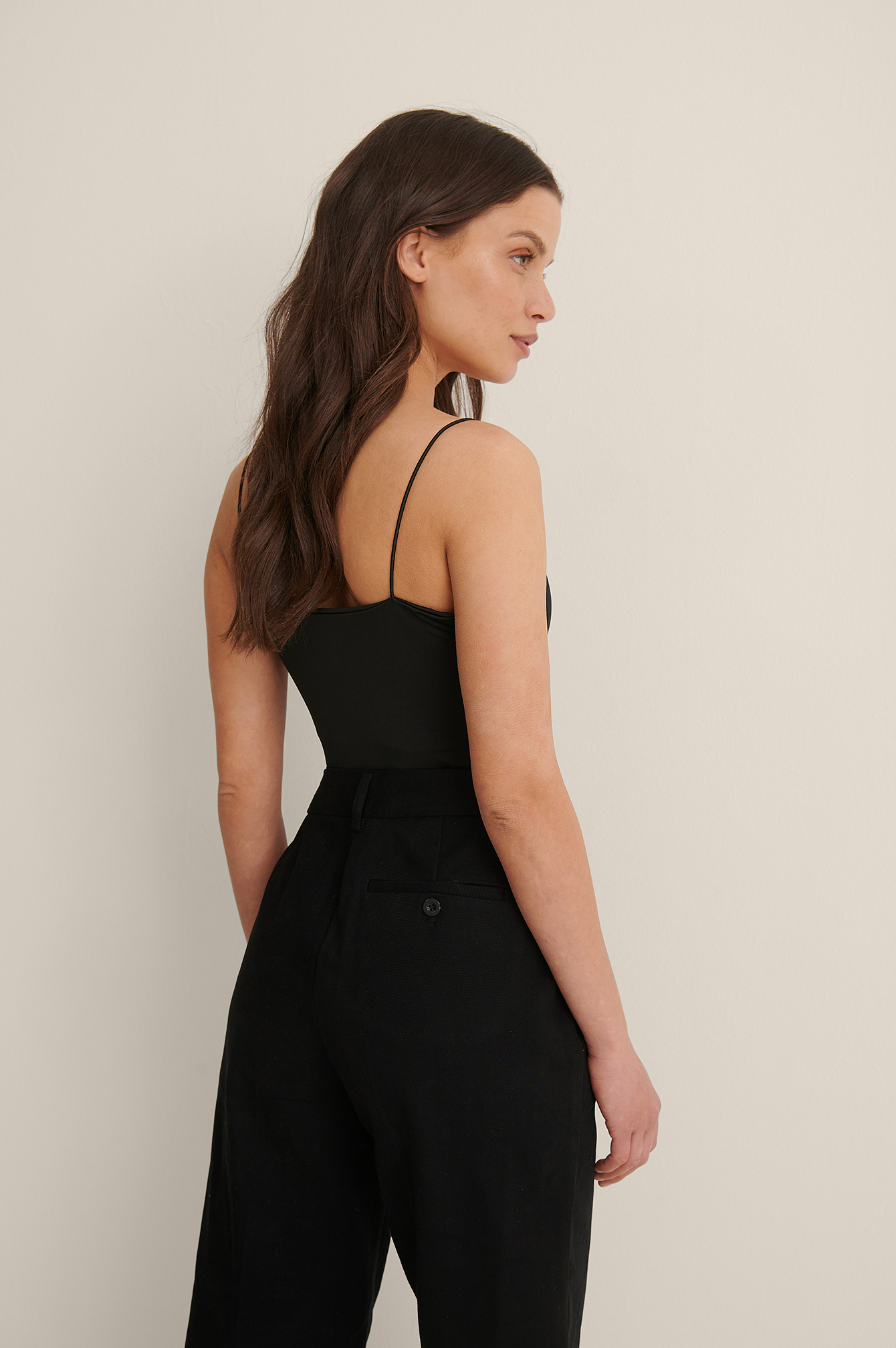 black spaghetti strap jumpsuit