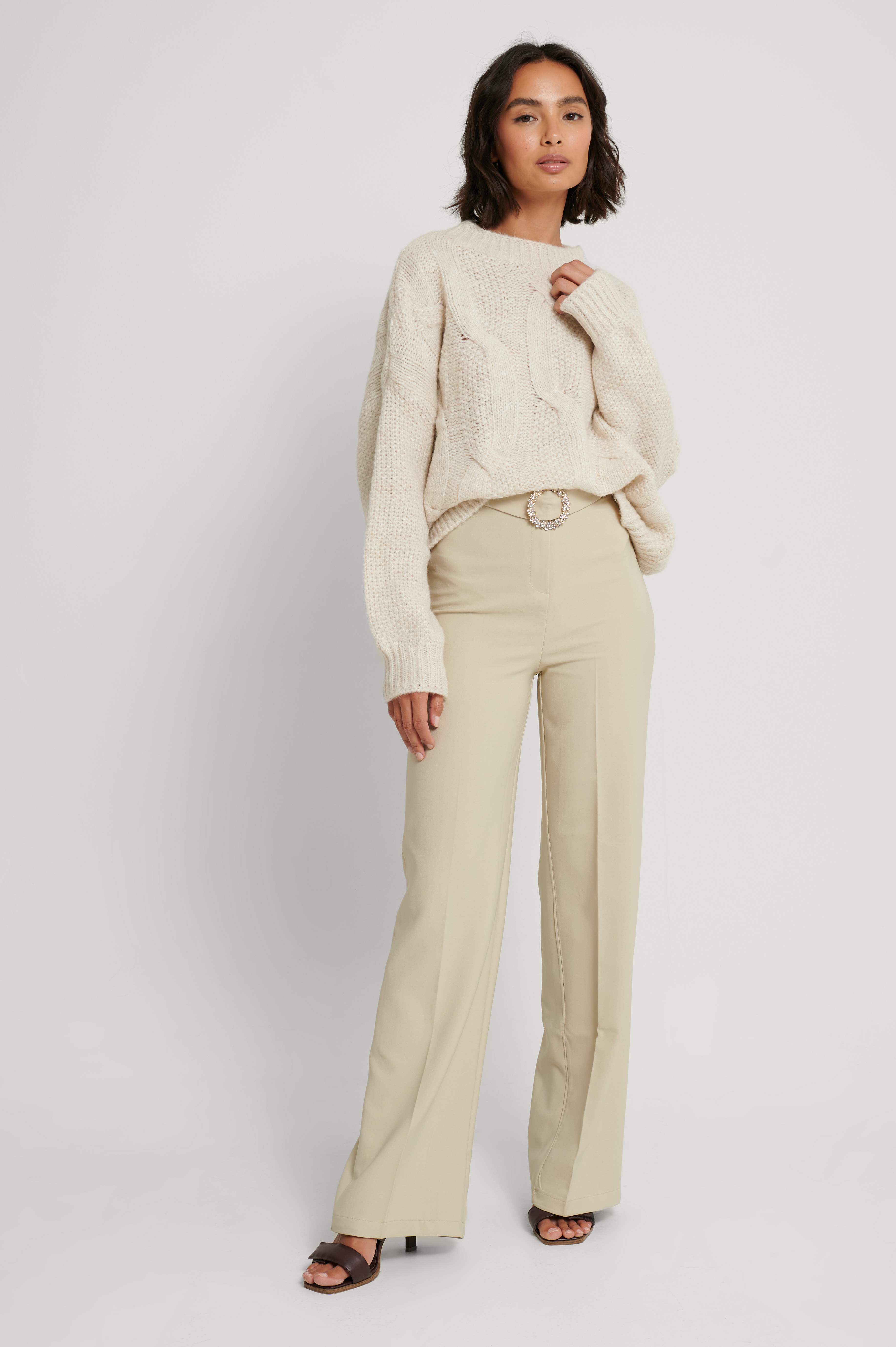 Stone Trousers Beige | na-kd.com