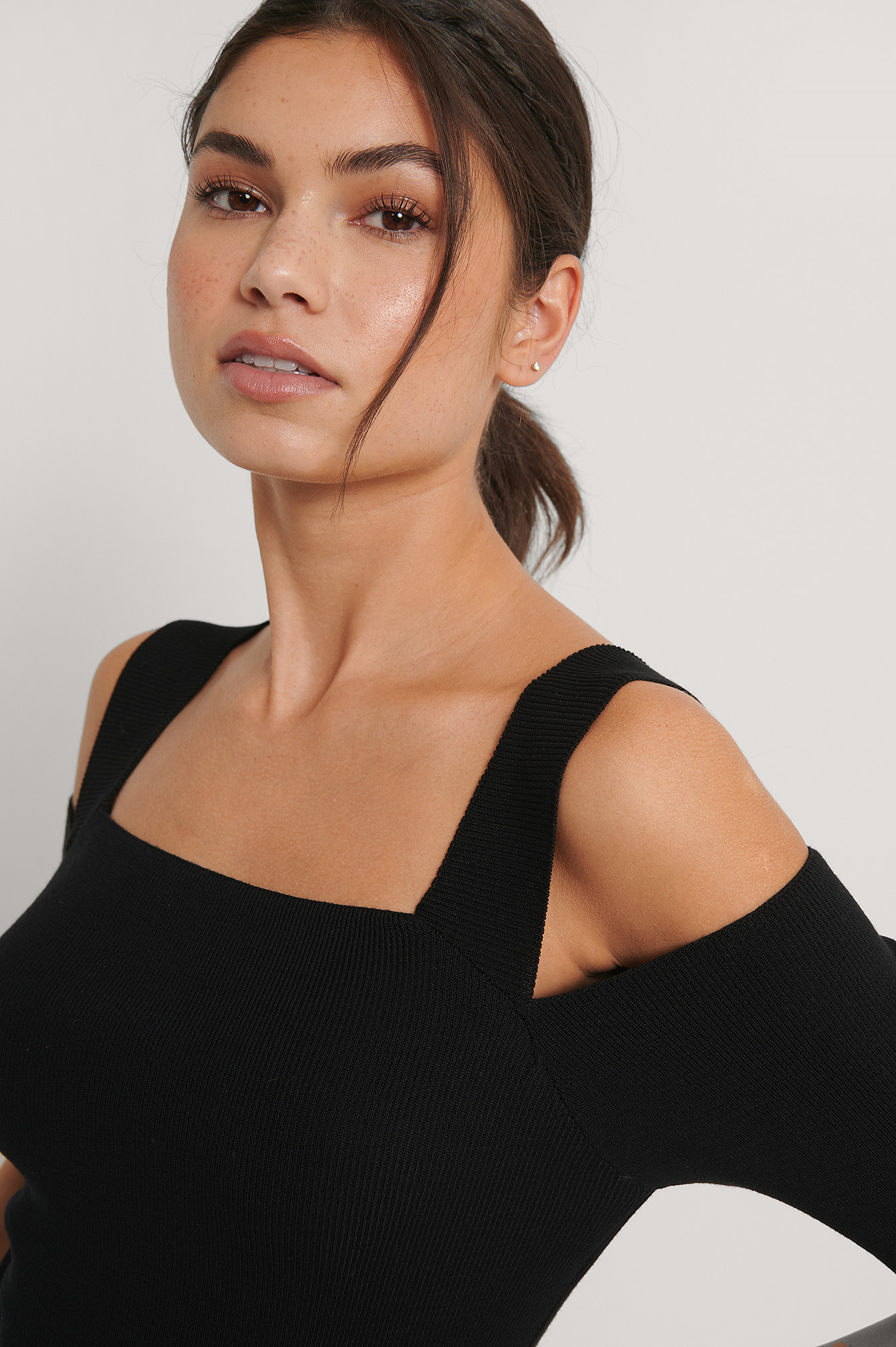 Strap Knit Top Black