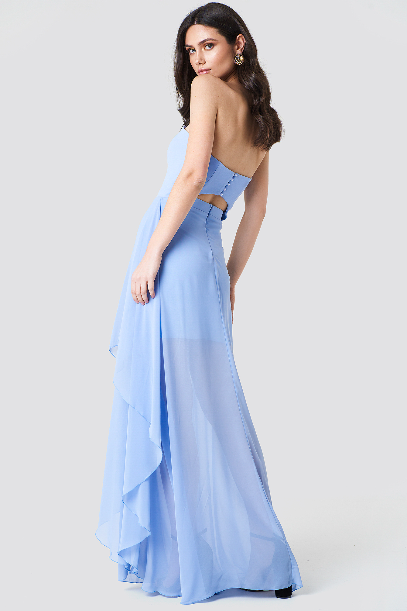 Lila Strapless Asymmetrical Maxi Dress
